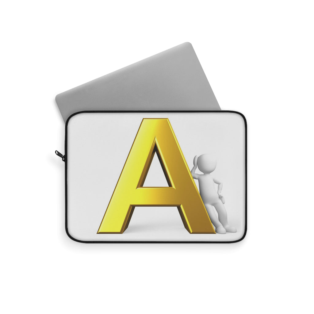 Gold Letter A Monogram Laptop Sleeve | Initial A Alphabet Case