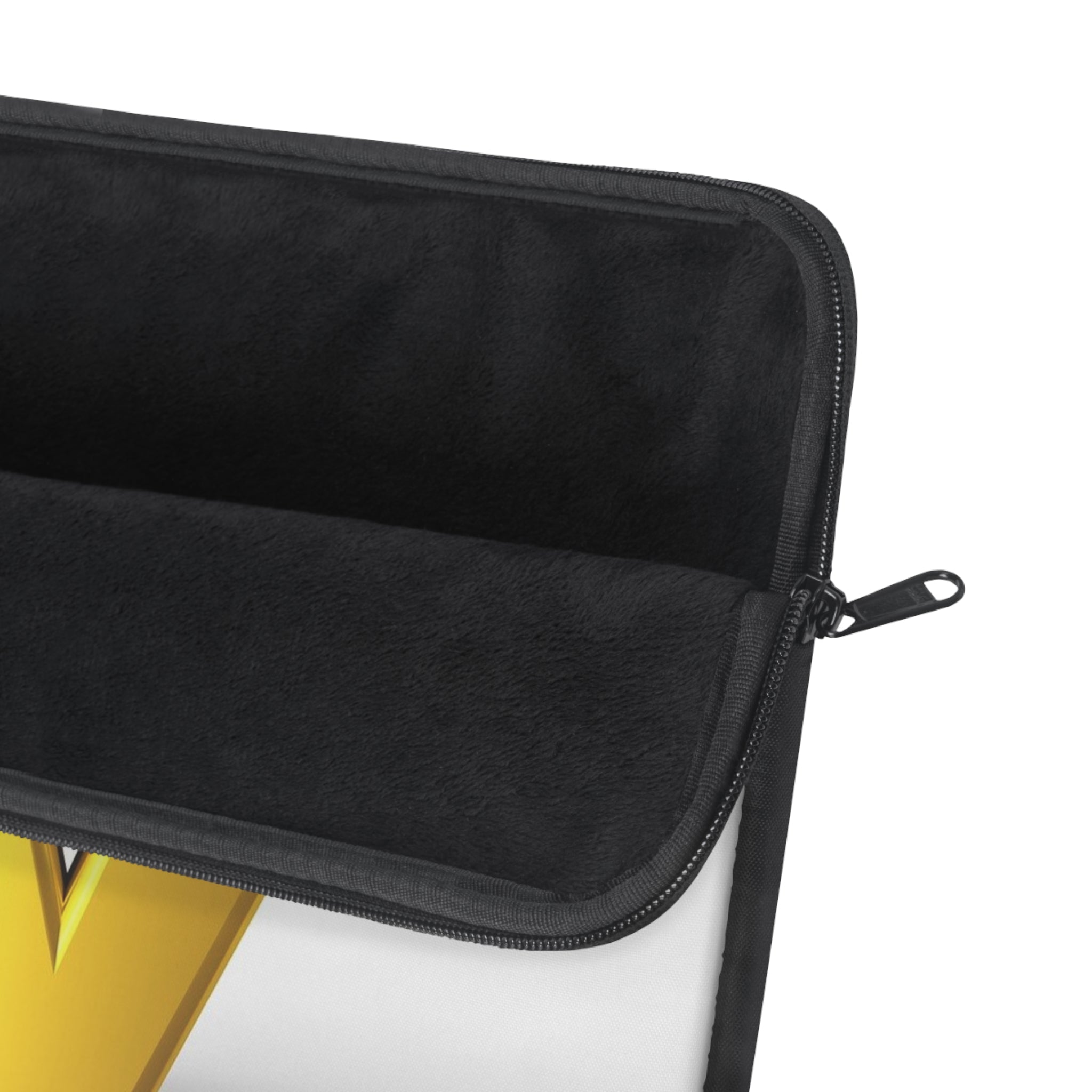 3D Character Hugging Gold Letter V Laptop Sleeve | Monogram Initial Cover