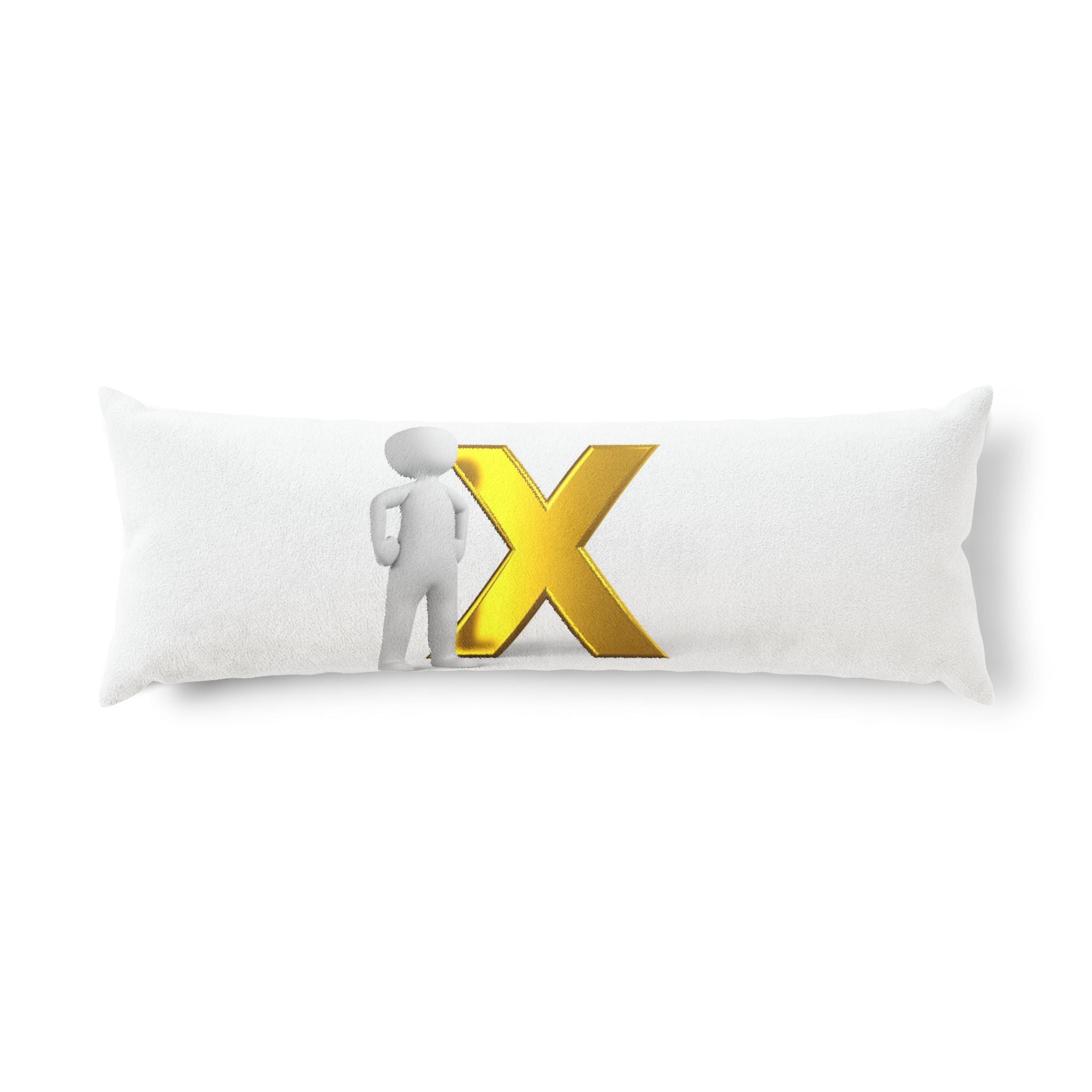 3D Character with Gold X Body Pillow | Letter X Decorative Pillow