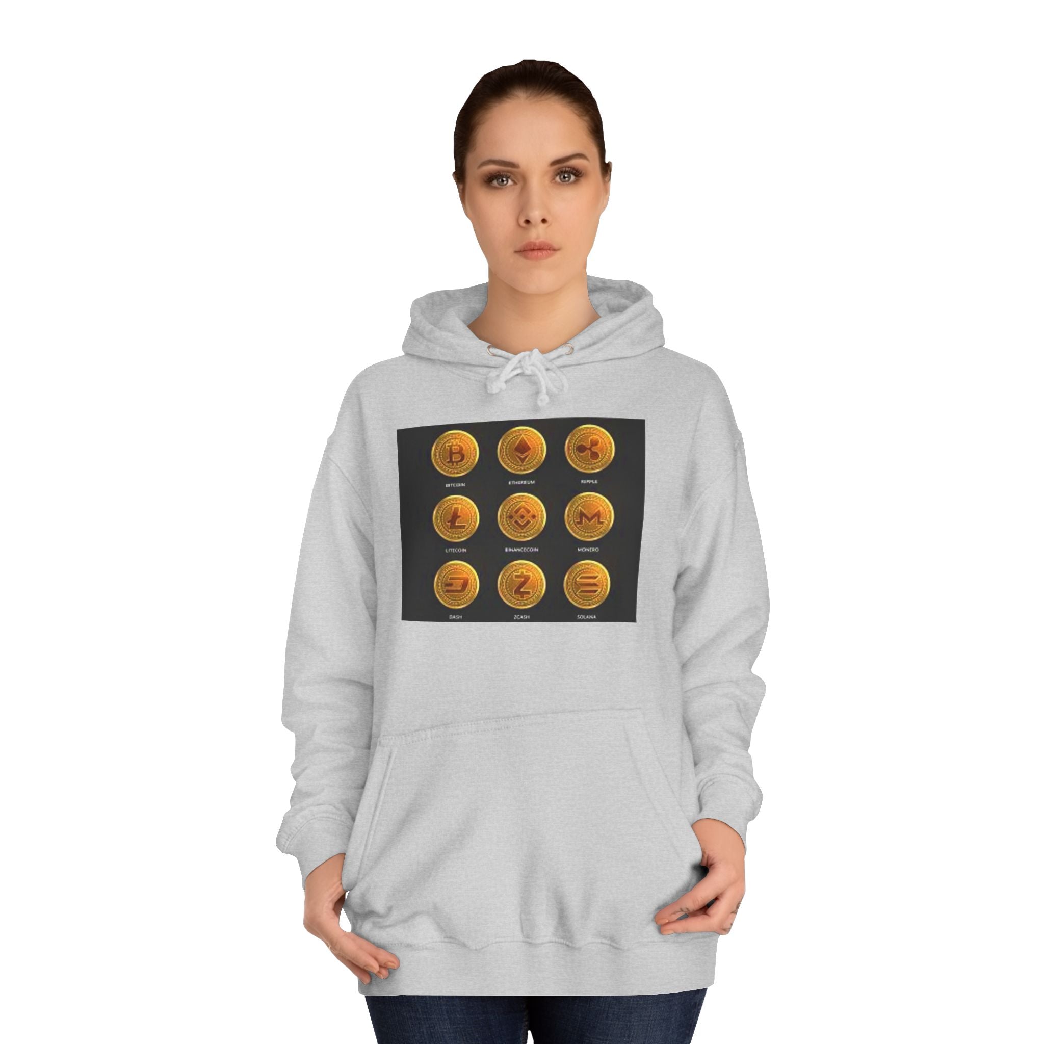 Crypto Coin Icons Hoodie | Bitcoin Ethereum Litecoin Ripple Doge Zcash Monero