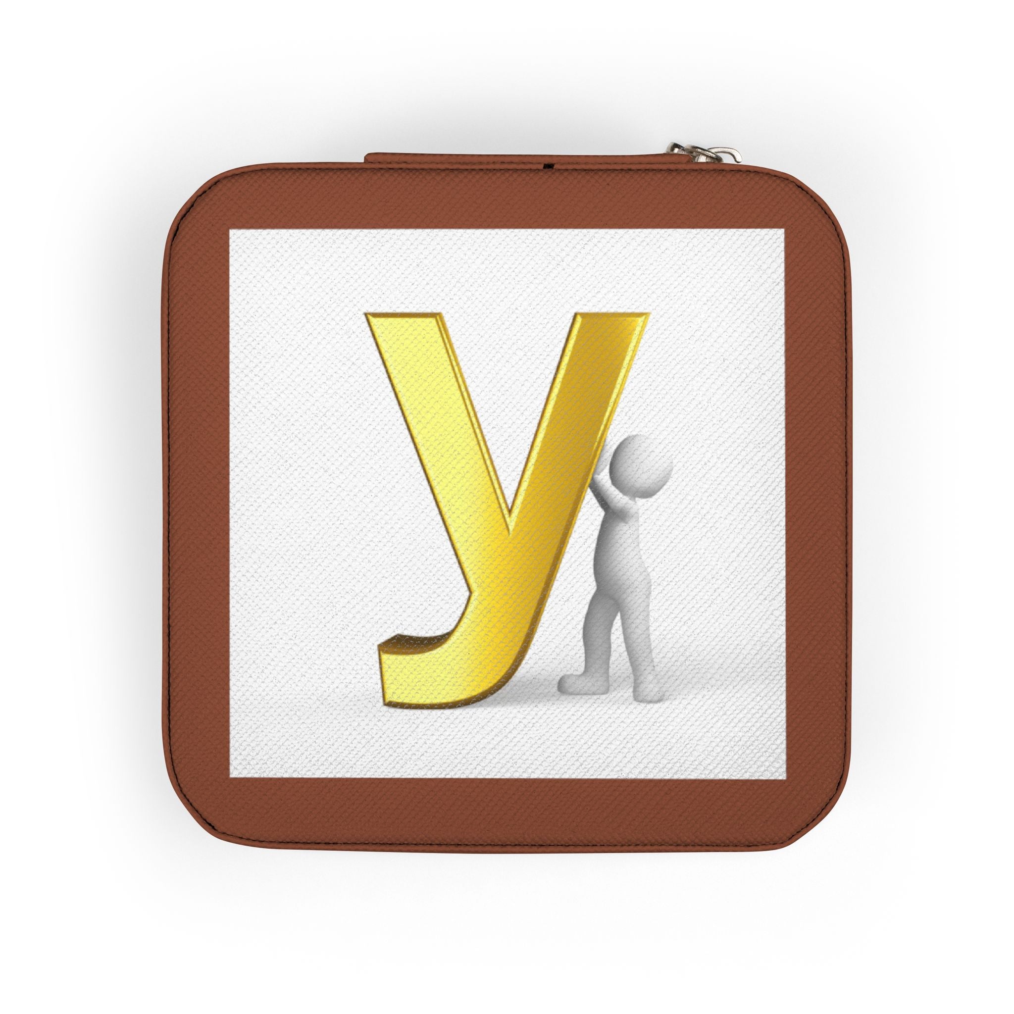 Gold Letter Y Monogram Jewelry Travel Case | Compact Necklace Ring Organizer