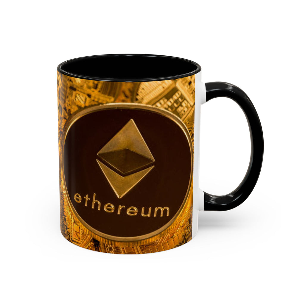 Ethereum Coin Accent Mug | Crypto Logo Coffee Mug