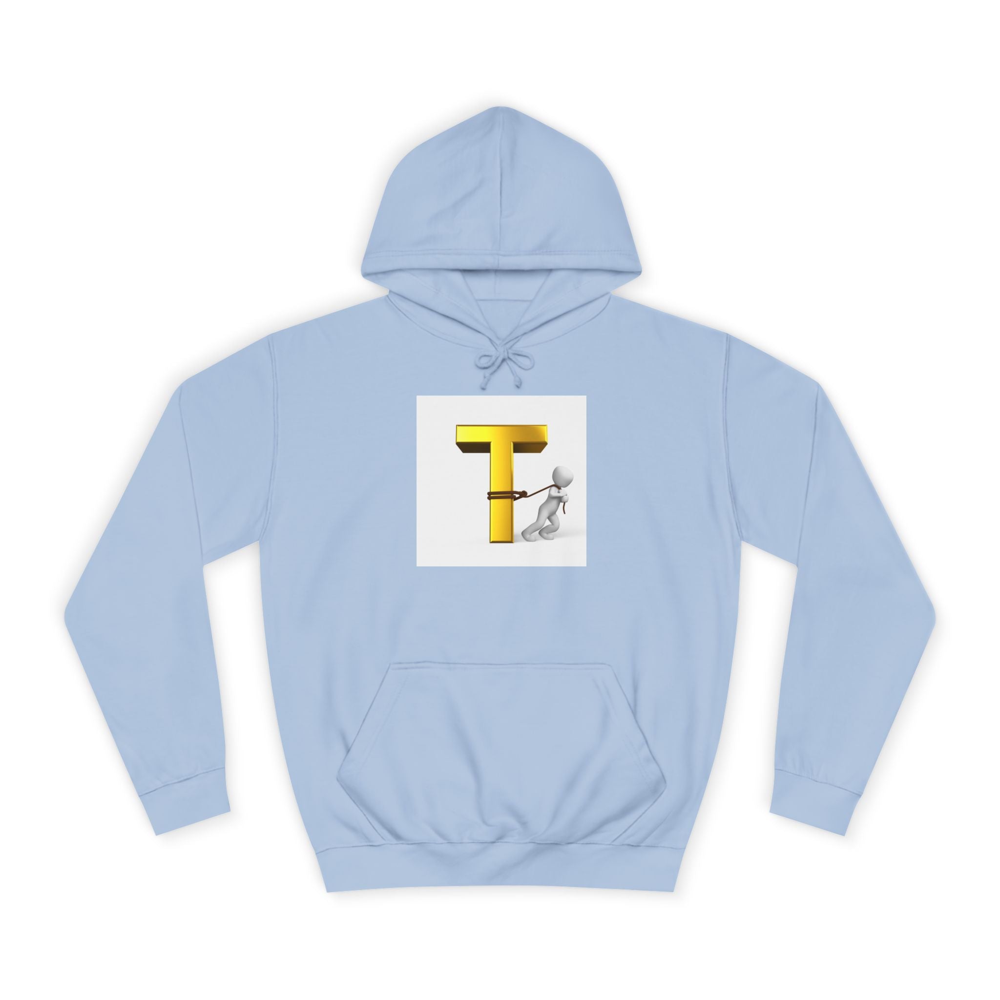 Letter T Mascot Pulling Block T Hoodie | Monogram Initial T Sweatshirt