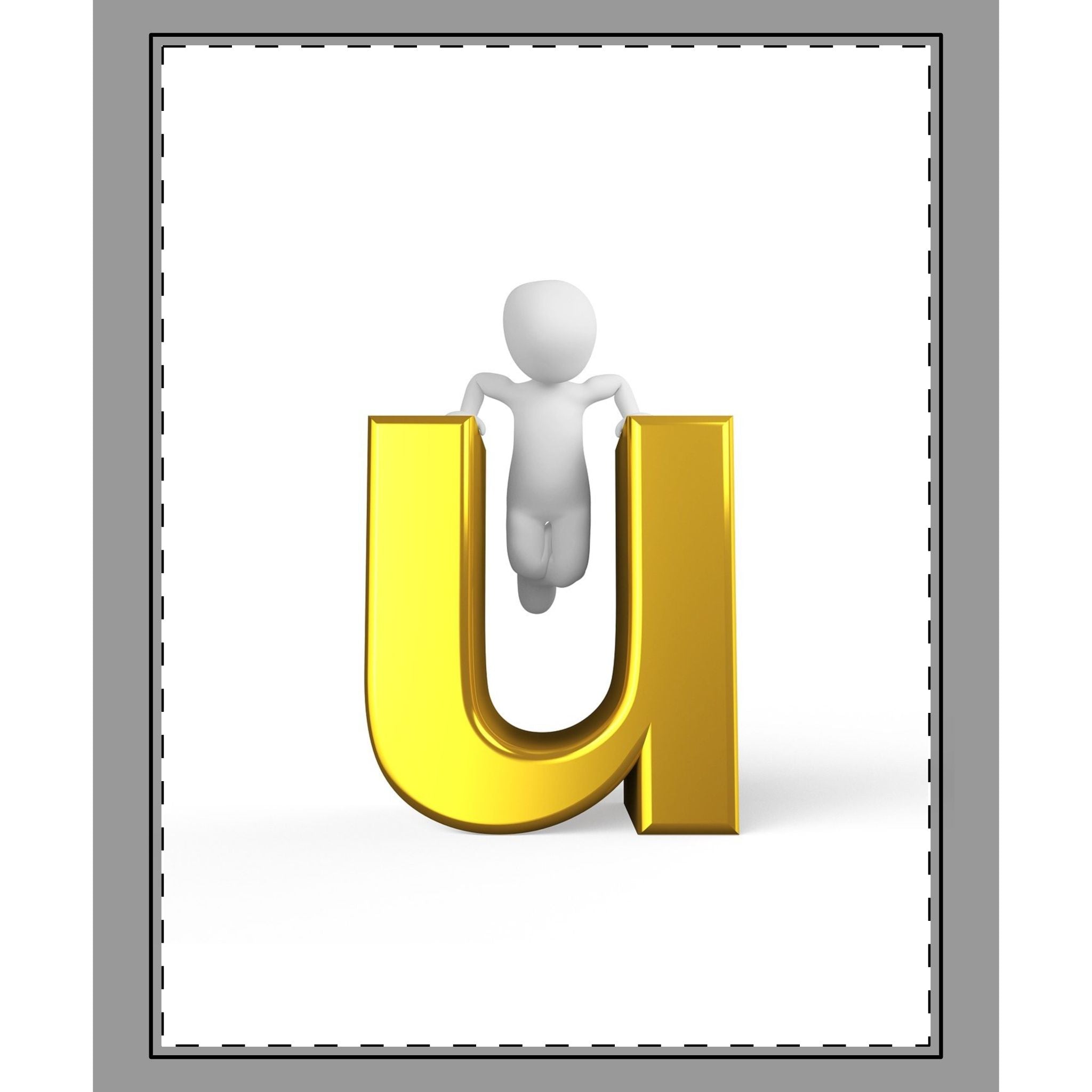 Gold Letter U with Figure throw Pillow
