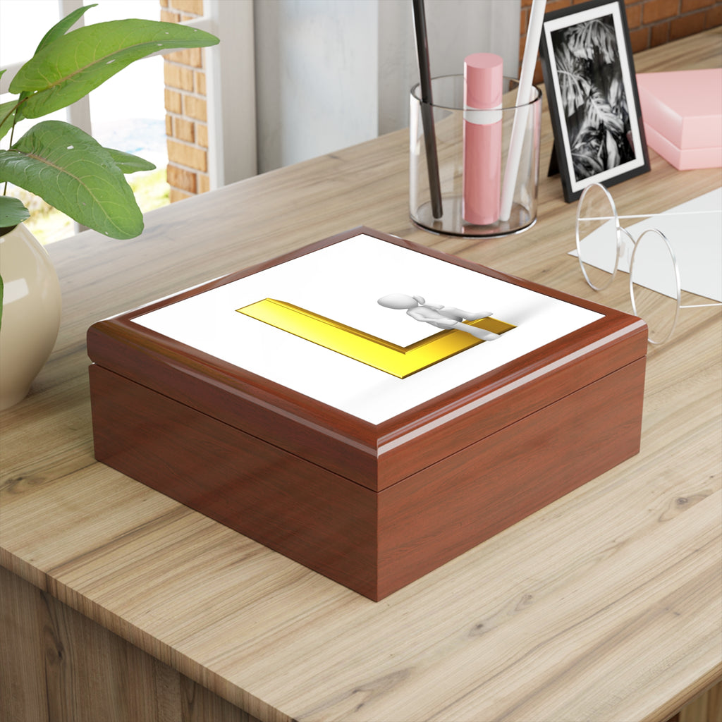 Gold Letter L monogram Jewelry Box | Initial L Keepsake Box