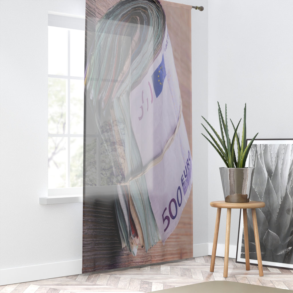 Rolled 500 Euro Banknotes Window Curtain | Money Print, Novelty Home Decor