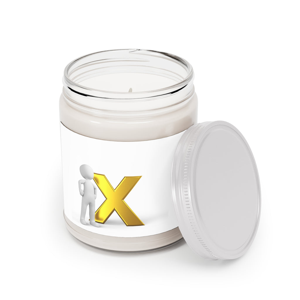 Gold X Initial Logo Candle 9oz Soy Jar | White Lid