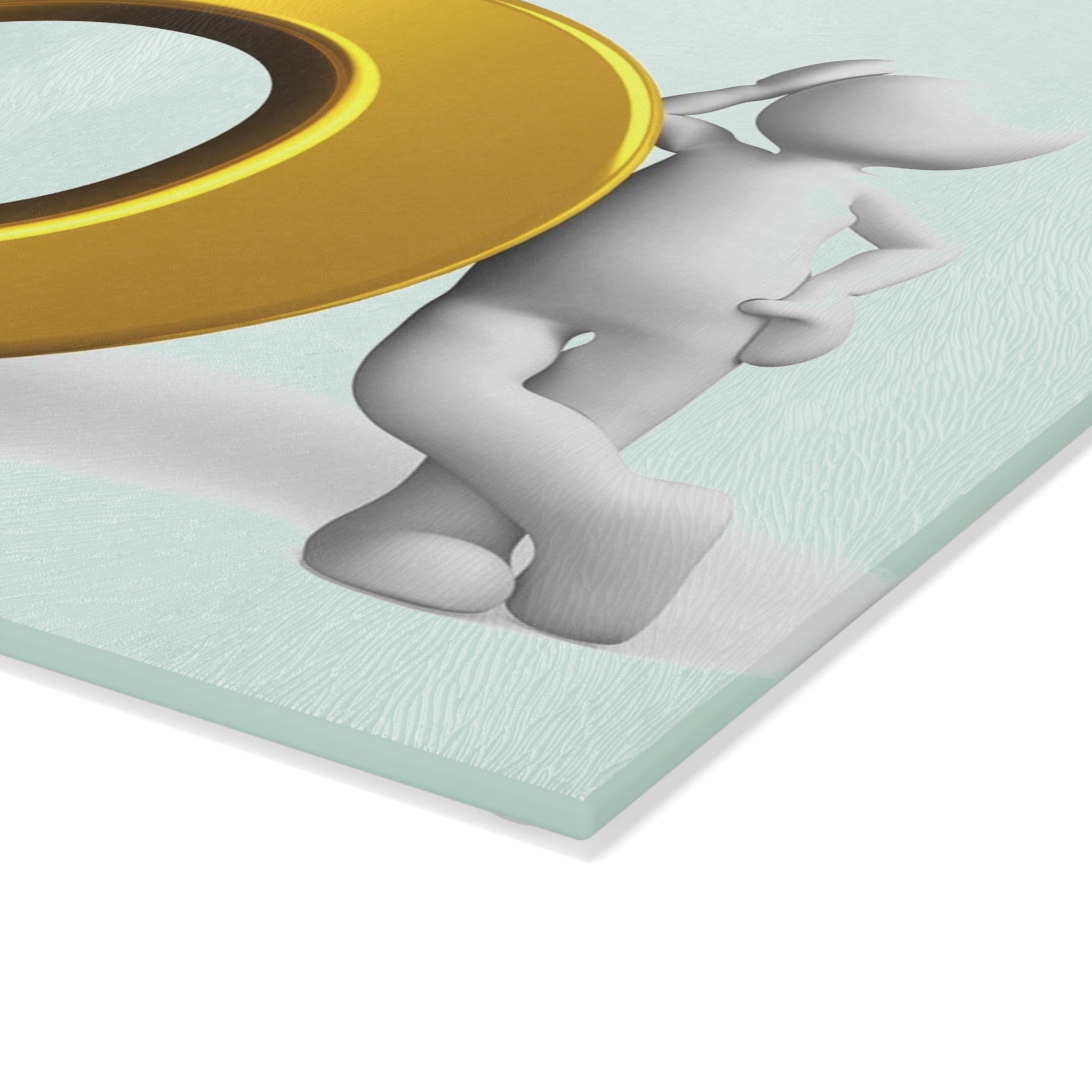 3D Gold Letter O  Character Glass Cutting Board | Decorative Kitchen Prep Surface