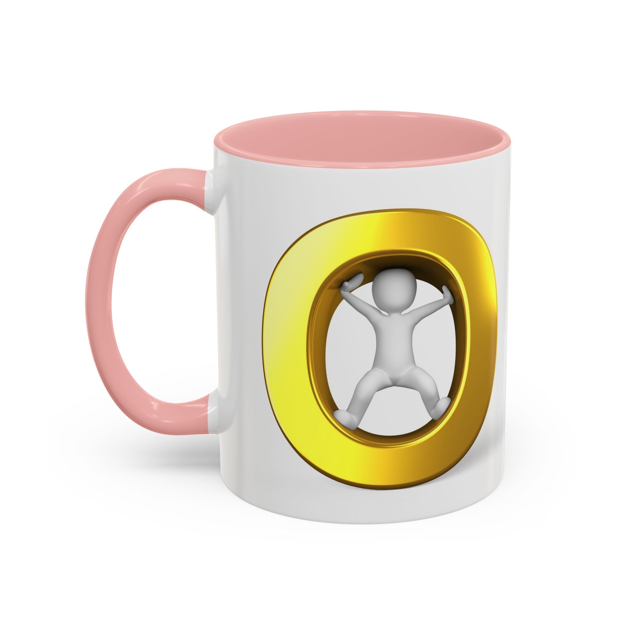 Stick Figure Inside Gold Letter O Mug | Accent Coffee Mug 11oz 15oz