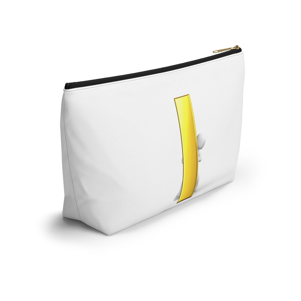 3D Stick Figure Holding Gold Letter i Accessory Pouch | T-Bottom Cosmetic Bag