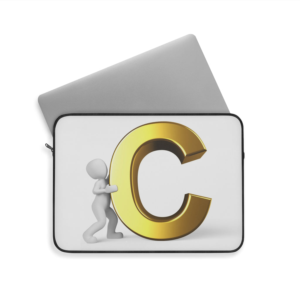 Gold Letter C initial Laptop Sleeve | Monogram Alphabet design