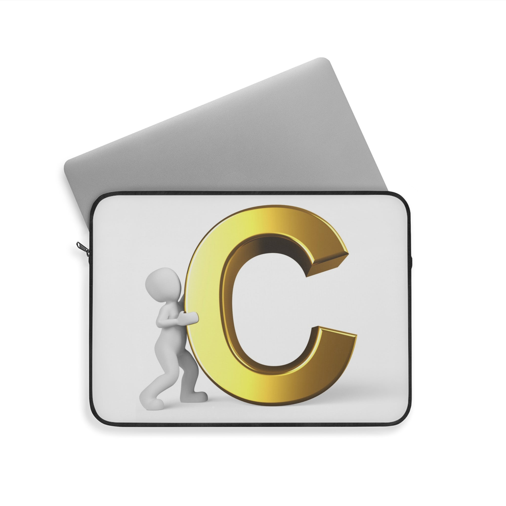 Gold Letter C initial Laptop Sleeve | Monogram Alphabet design