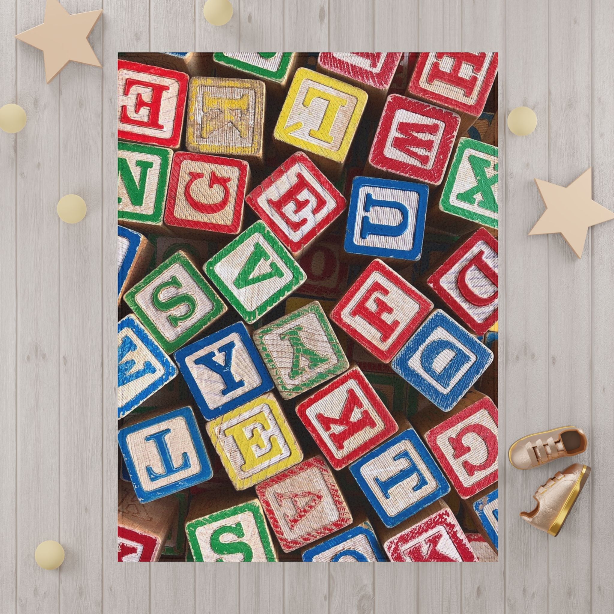 Alphabet Block Pattern Toddler Blanket | Kids ABC Nursery Throw
