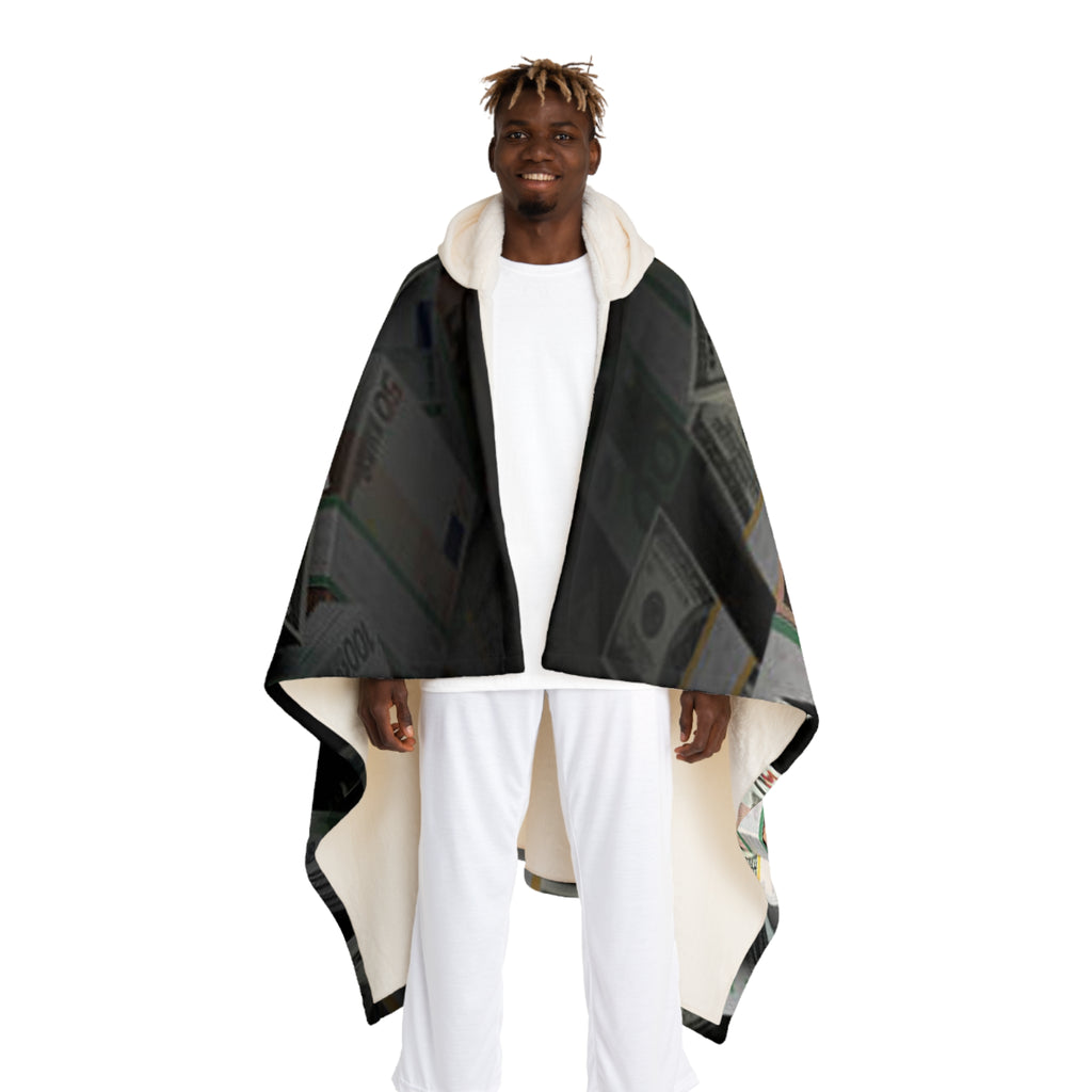 Money Print Hooded Blanket | Sherpa Fleece Cash Design