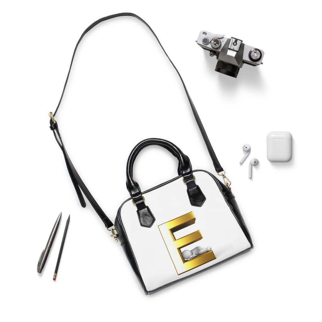 Gold Letter E Monogram Shoulder Handbag | Metallic Initial Purse