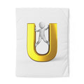 3D Golden Letter U with Figure Cotton Duvet Cover | Alphabet Monogram