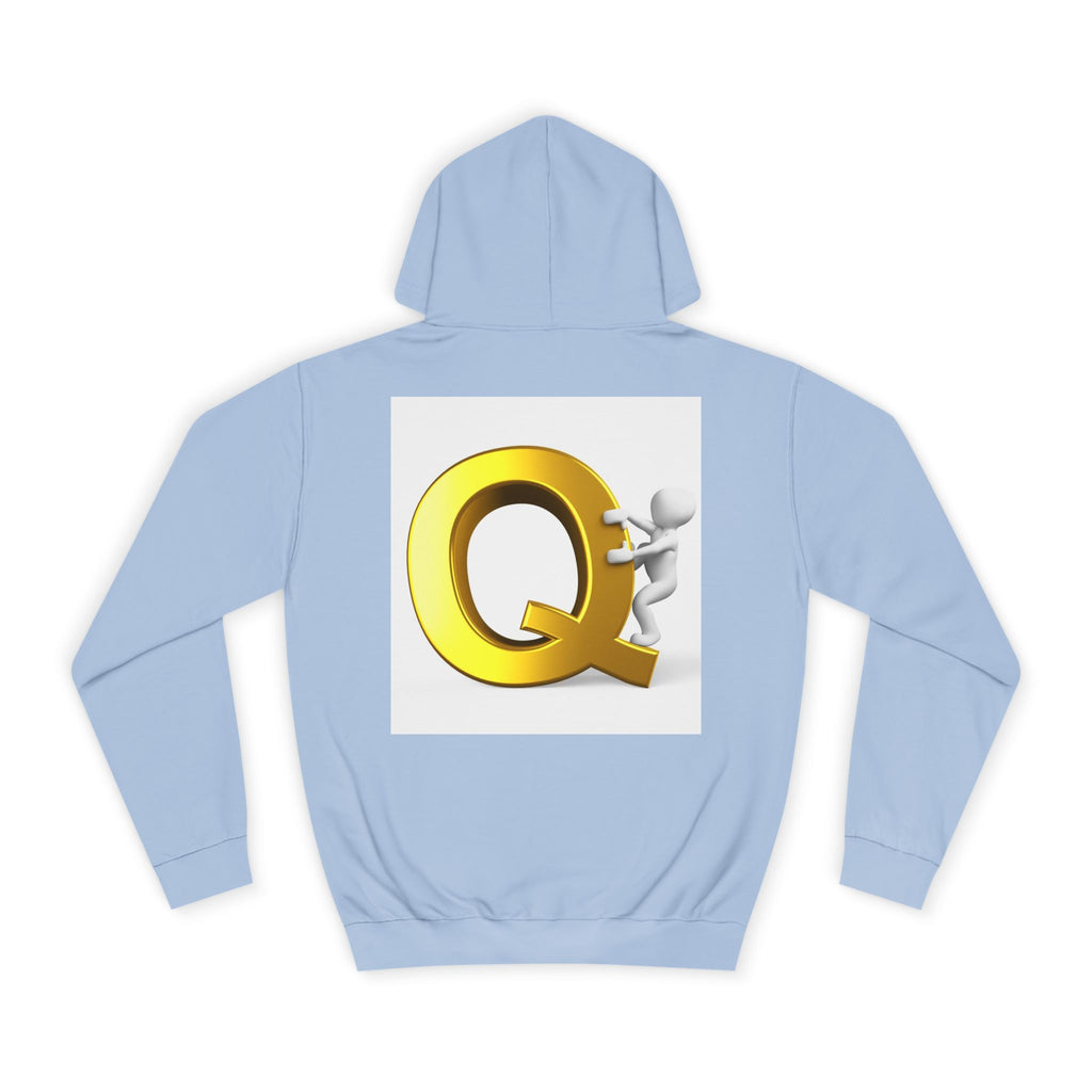Golden Q Letter Hoodie | 3D Character Climbing Initial Sweatshirt