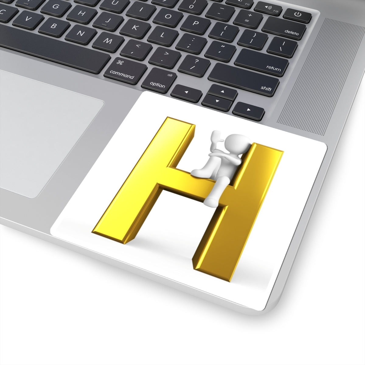 Gold 3D Letter H with Character Sticker