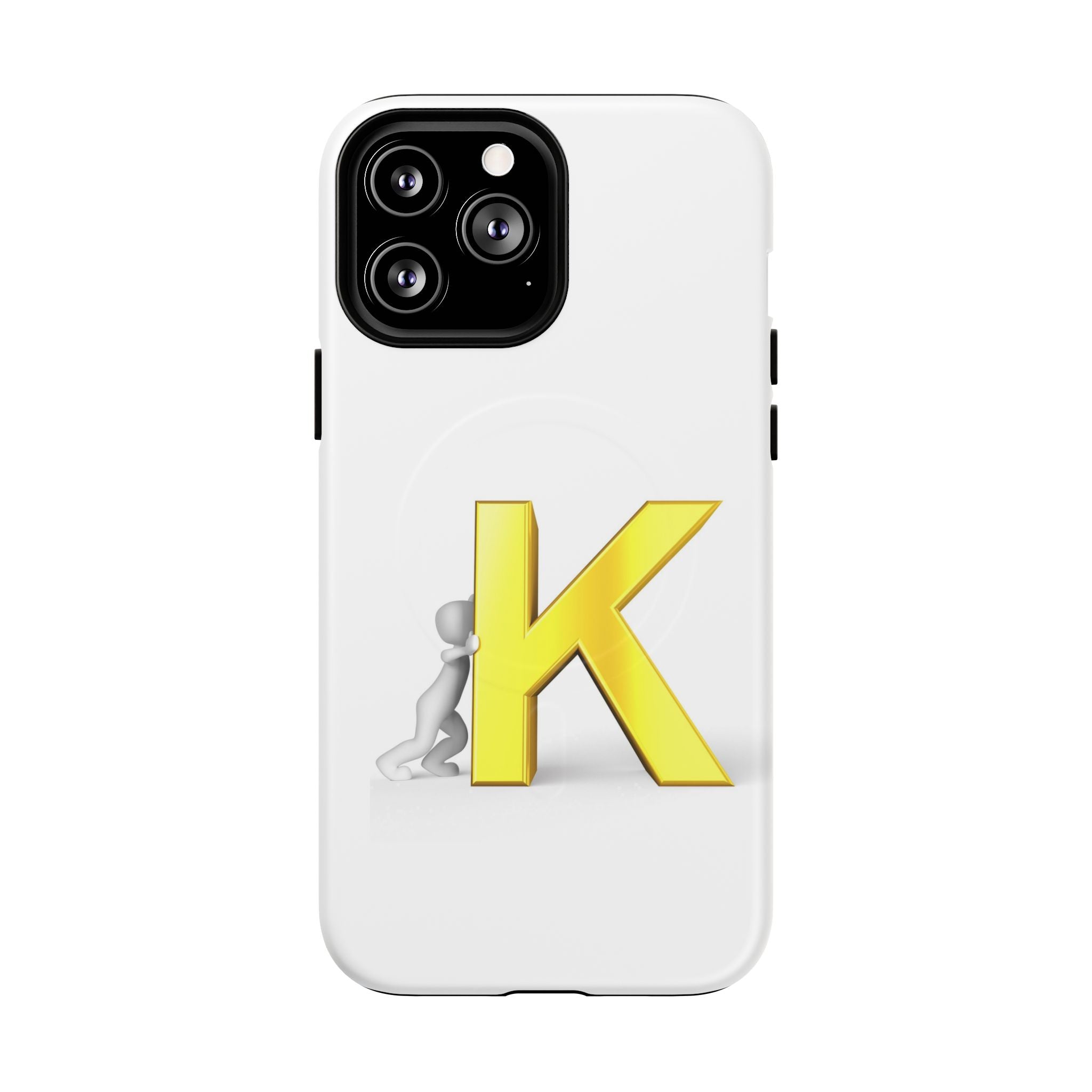 Yellow K Letter Phone Case | Tough Magnetic Case, Monogram Initial K