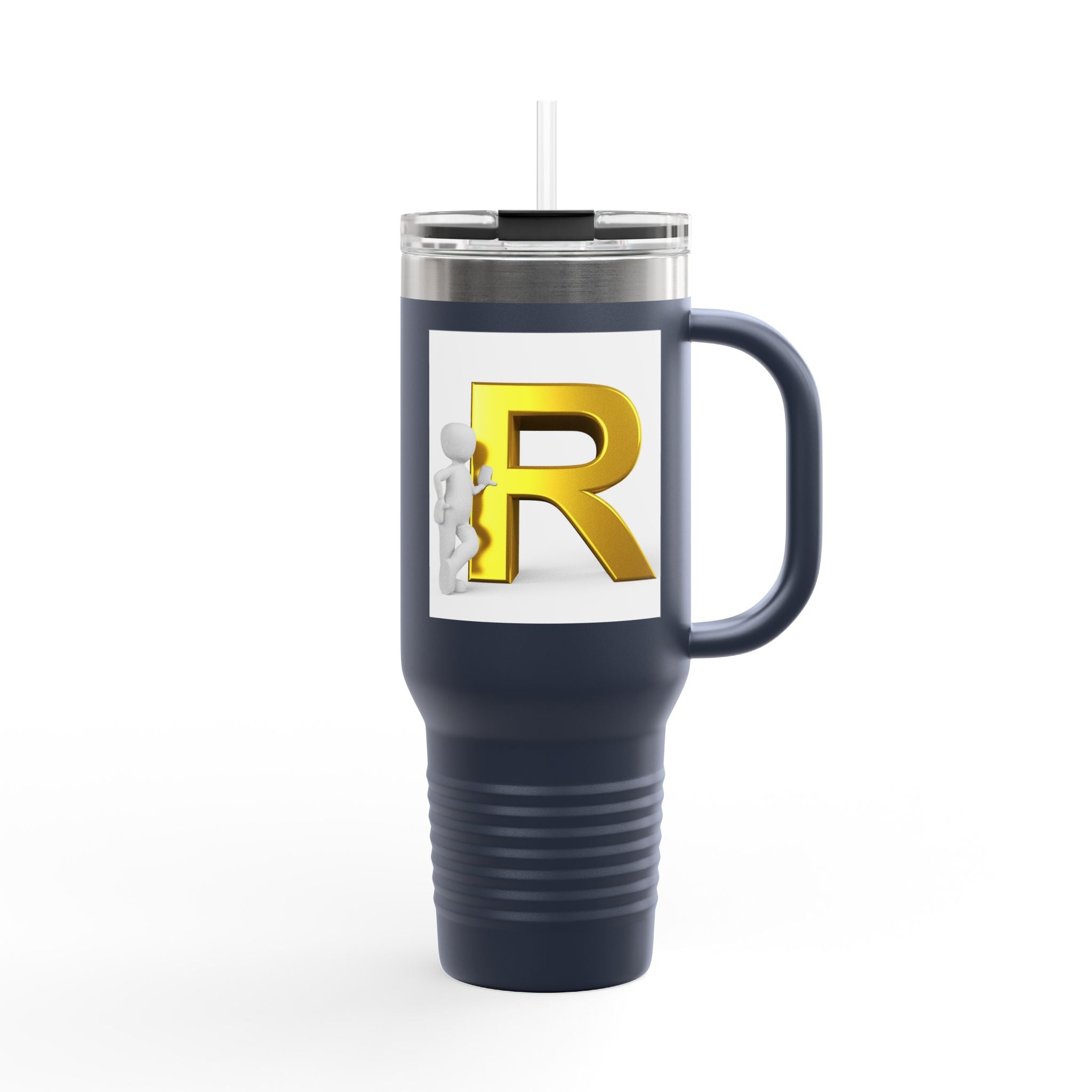 Gold 3D Letter R Initial Insulated Travel Mug | 40oz