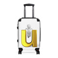 3D Gold Letter U with Figure Suitcase | Personalized Luggage Decal
