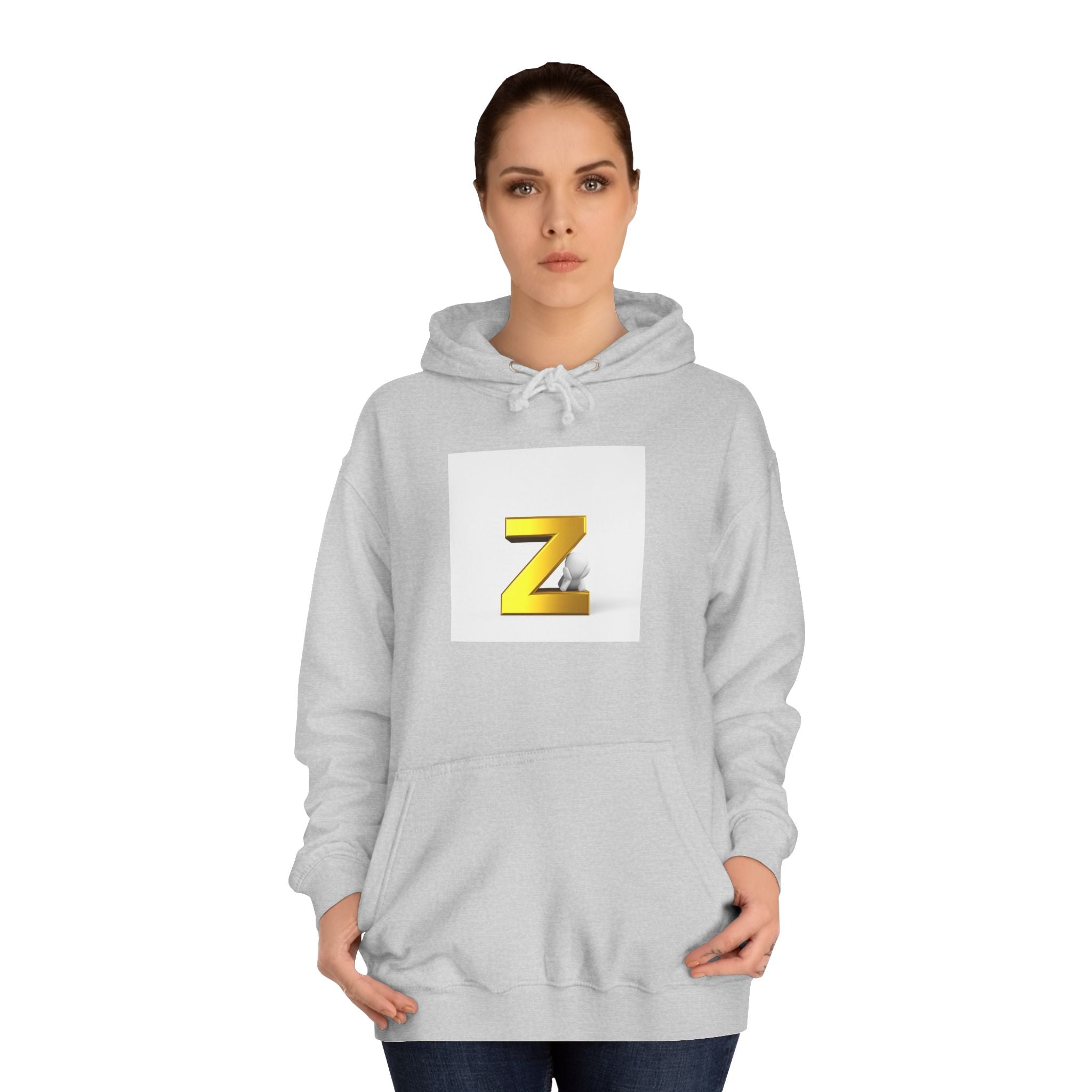 Gold 3D Letter Z Hoodie | Initial Monogram Pullover
