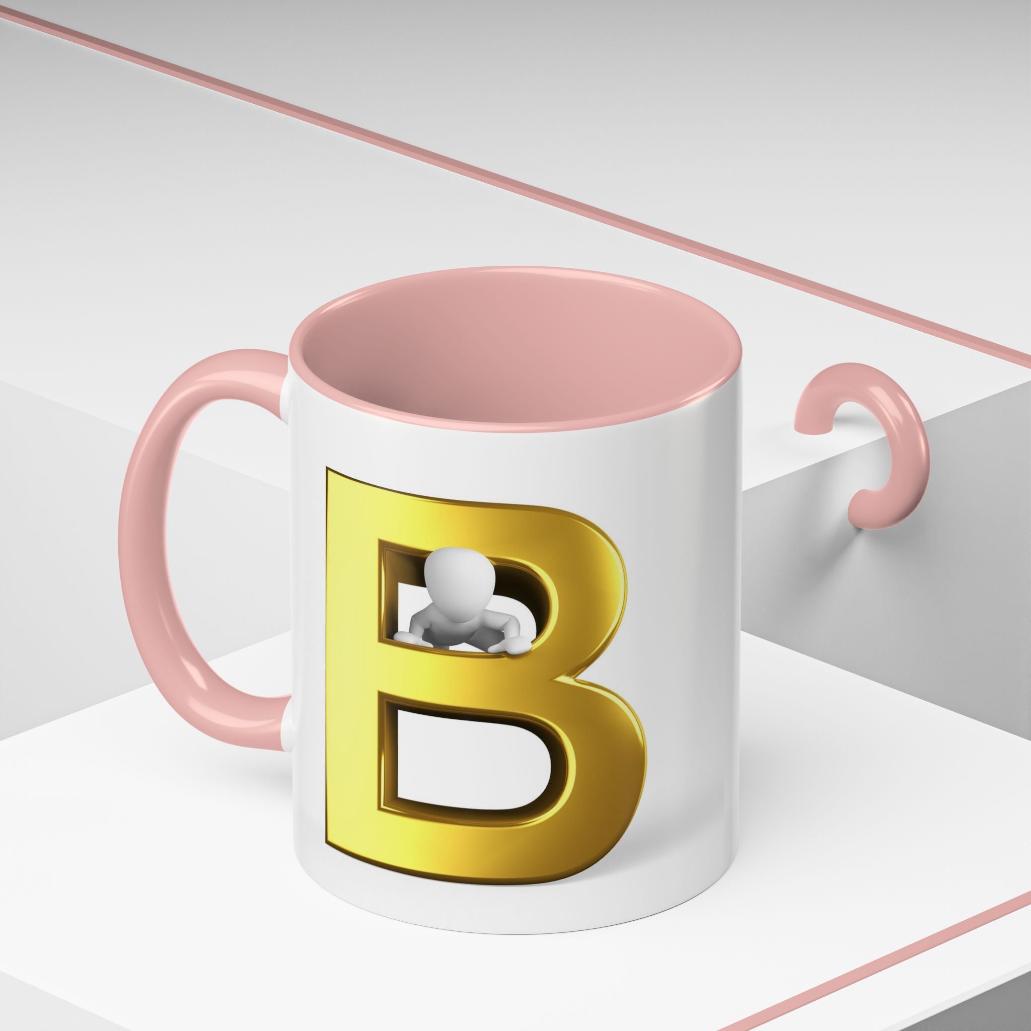 Gold Letter B with 3D Character Mug | Accent Coffee Mug
