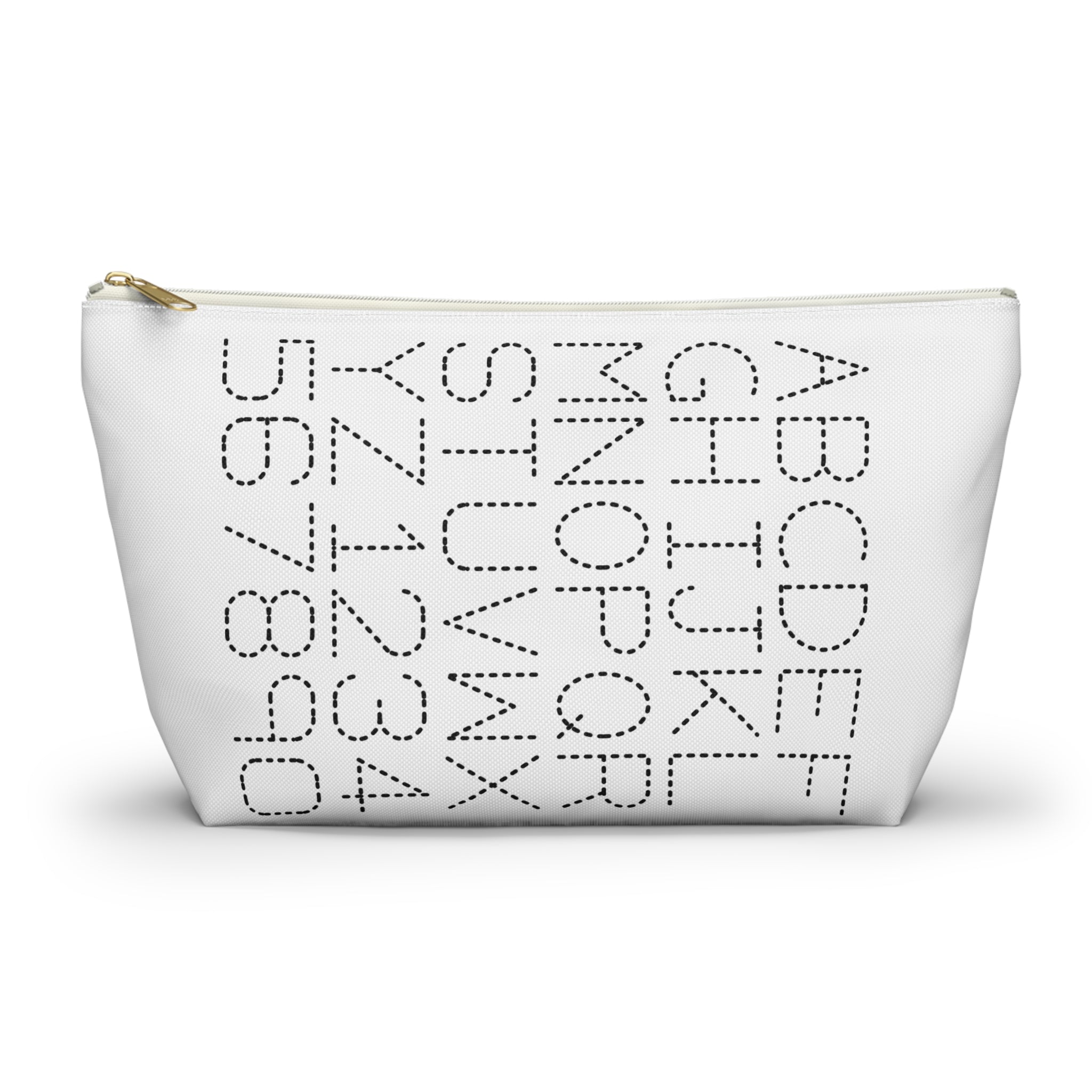 Trousse à accessoires avec alphabet et chiffres pointillés | Sac zippé à fond plat