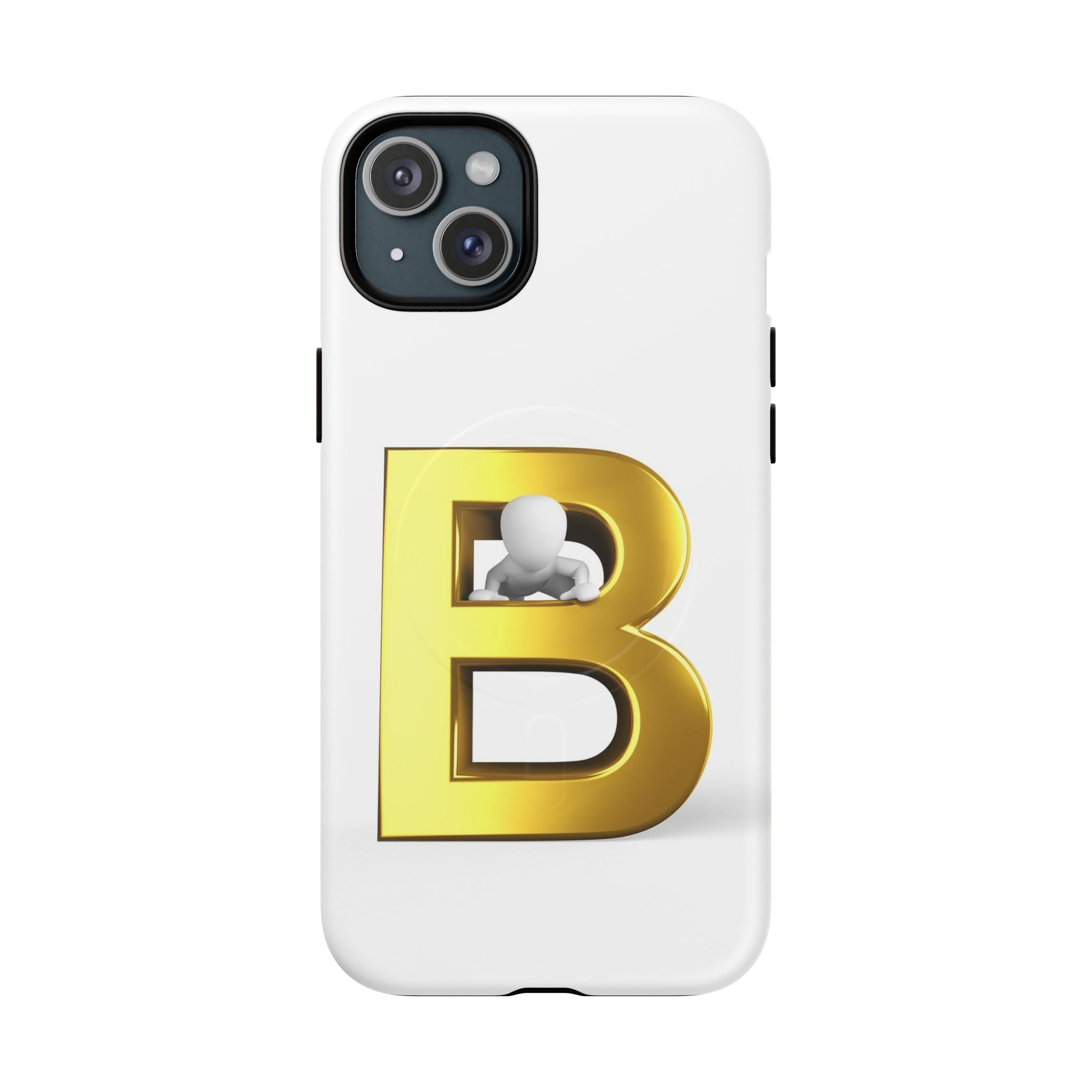 Coque de téléphone 3D Lettre B dorée | Coque magnétique résistante
