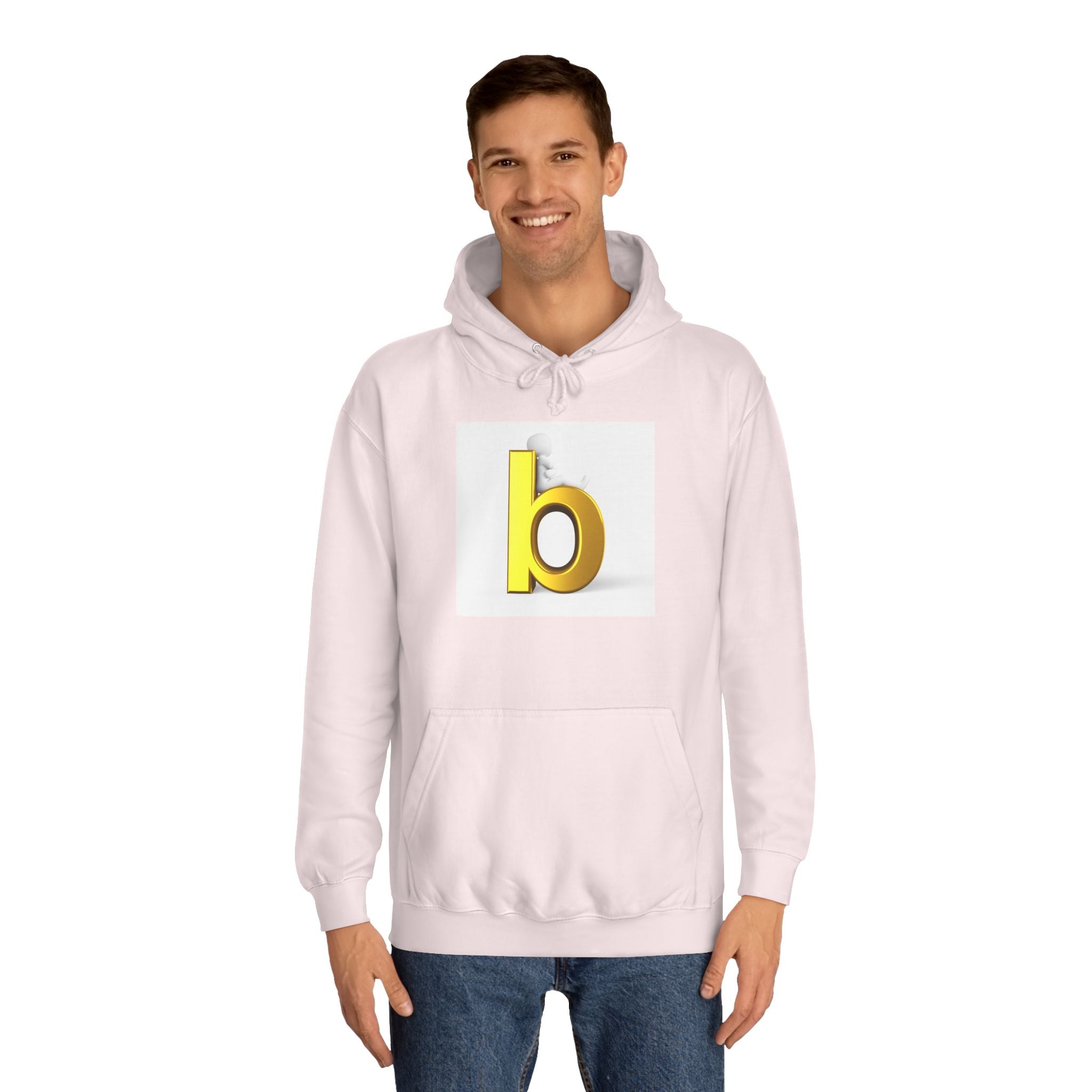 Yellow 3D Letter b Hoodie | Minimal Monogram Initial Sweatshirt