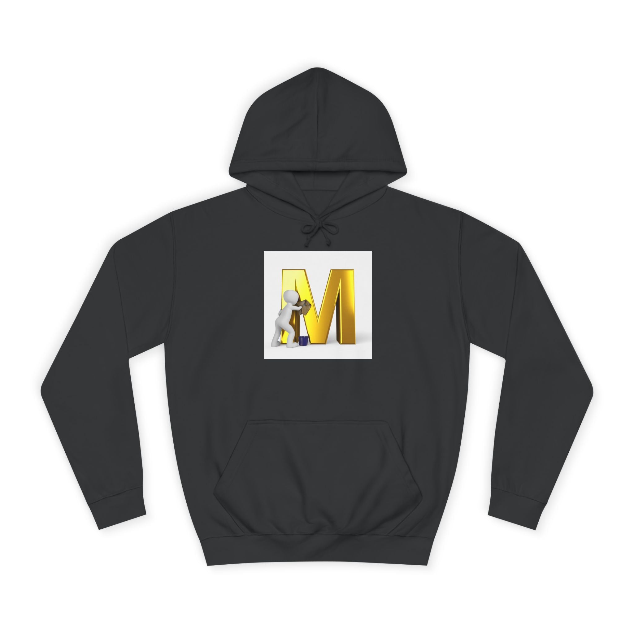 Gold Letter M with Figure Hoodie | Monogram Initial M Sweatshirt