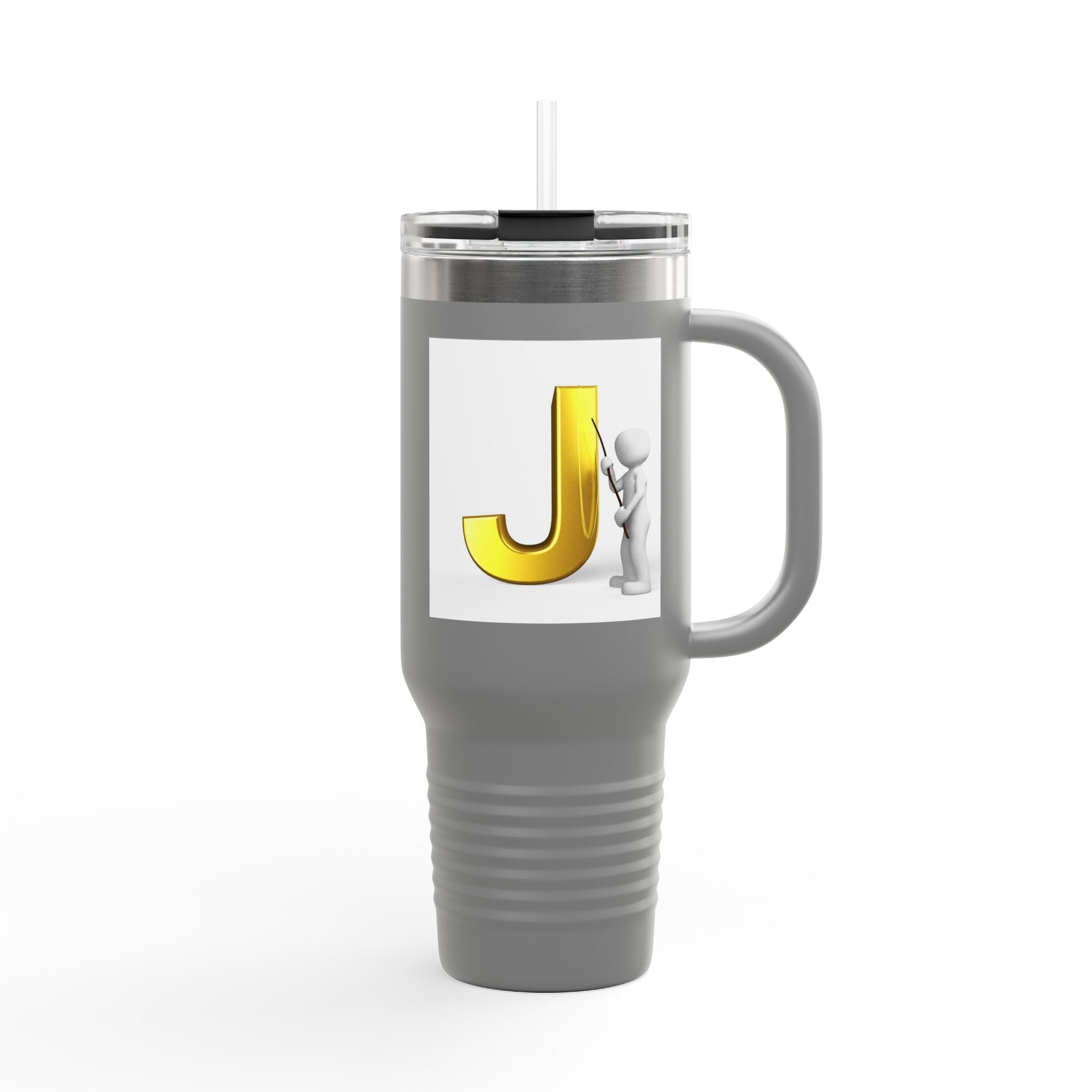 Gold Letter J Initial Travel Mug | 40oz Insulated Tumbler