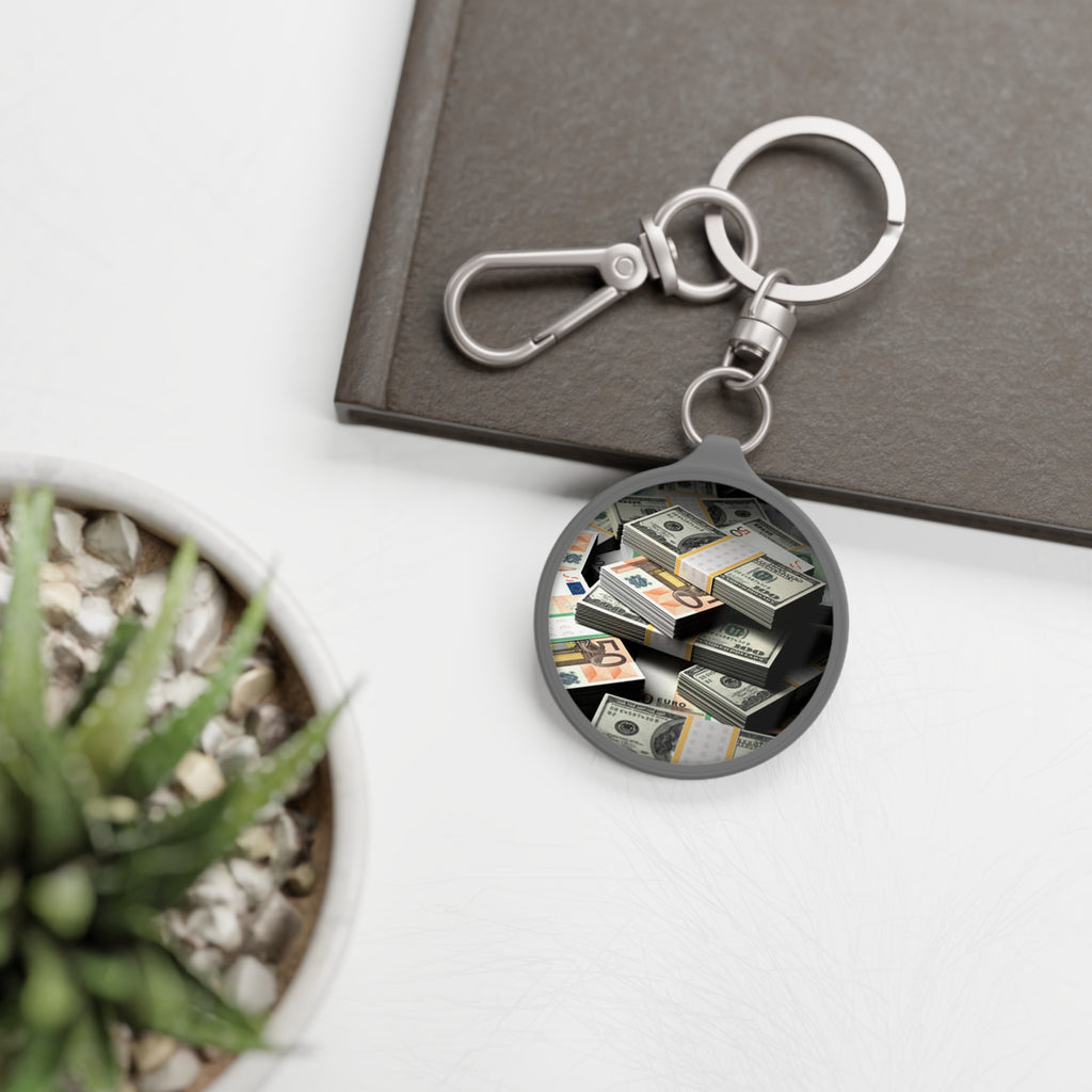 Stacks of Cash Keyring Tag | Money Pattern Keychain Accessory