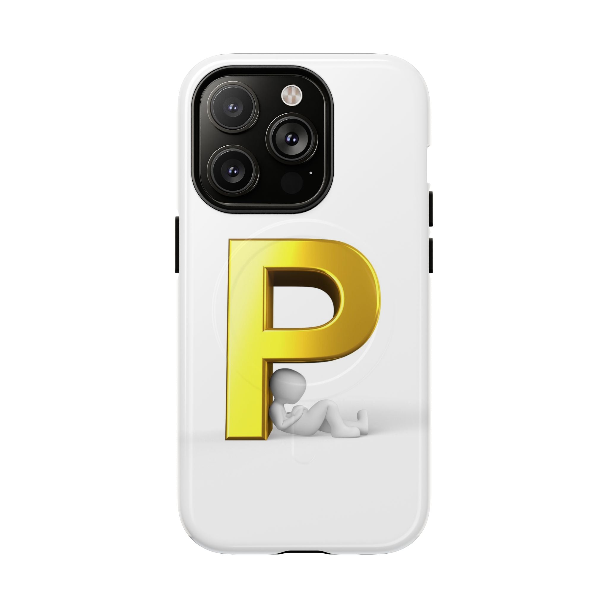 Coque de Téléphone Monogramme Lettre P Dorée | Coque Magnétique Robuste