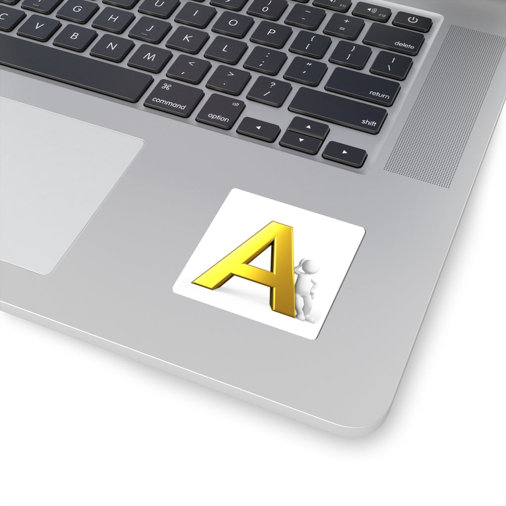 Gold Letter A with 3D Figure Sticker