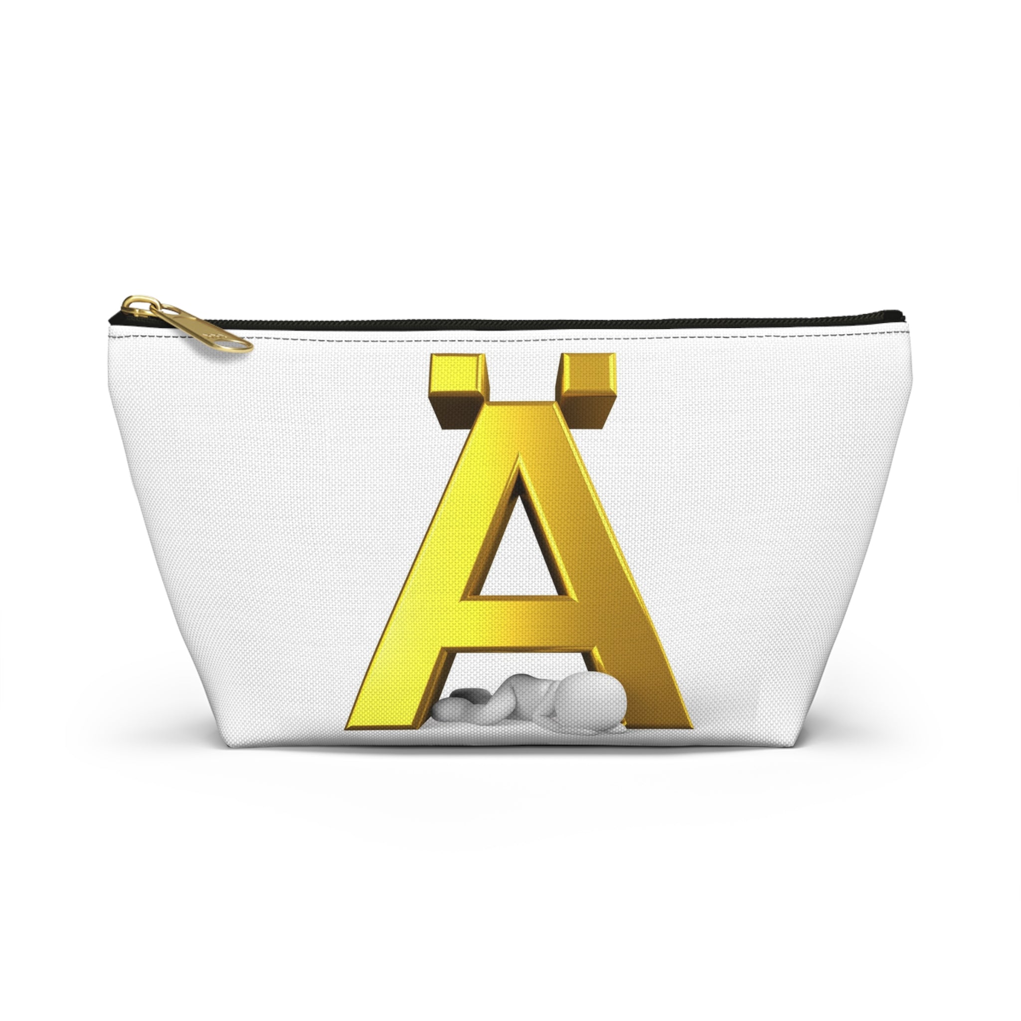 Gold Letter Ä Accessory Pouch | Monogram Initial Cosmetic Bag
