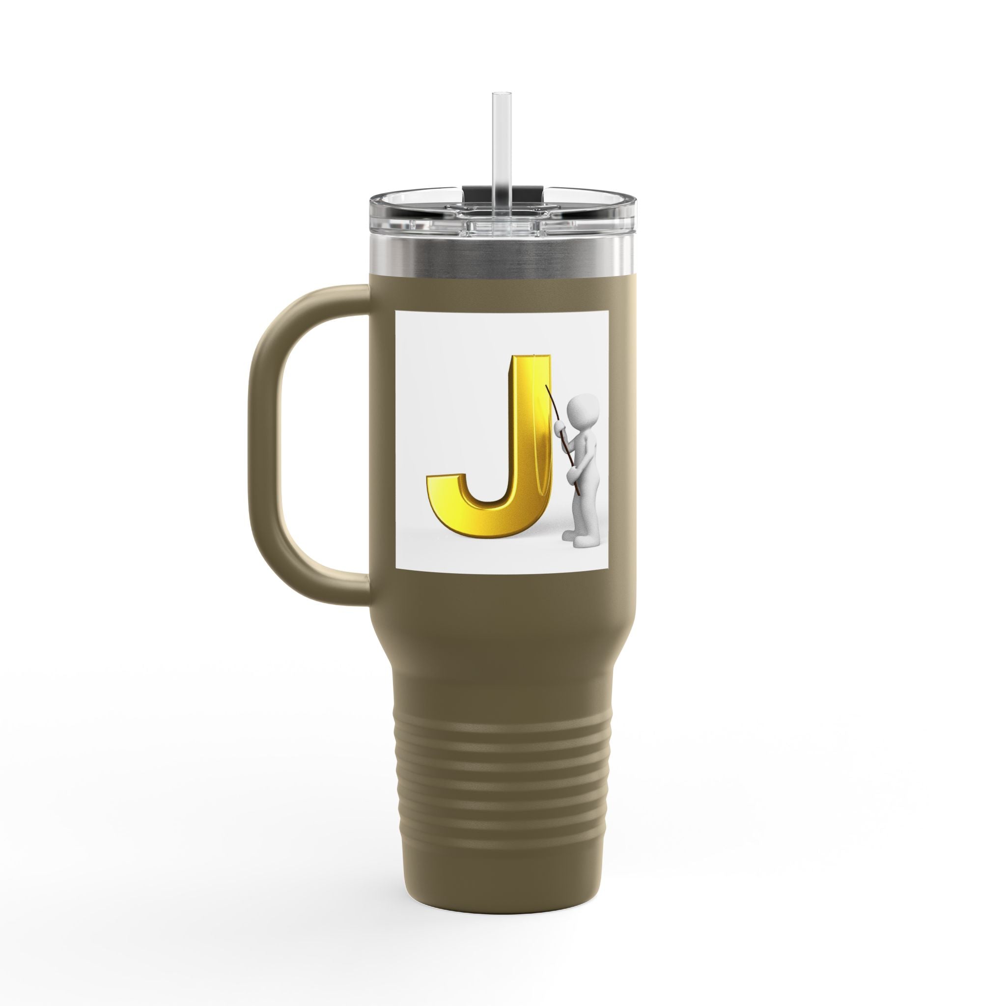 Gold Letter J Initial Travel Mug | 40oz Insulated Tumbler