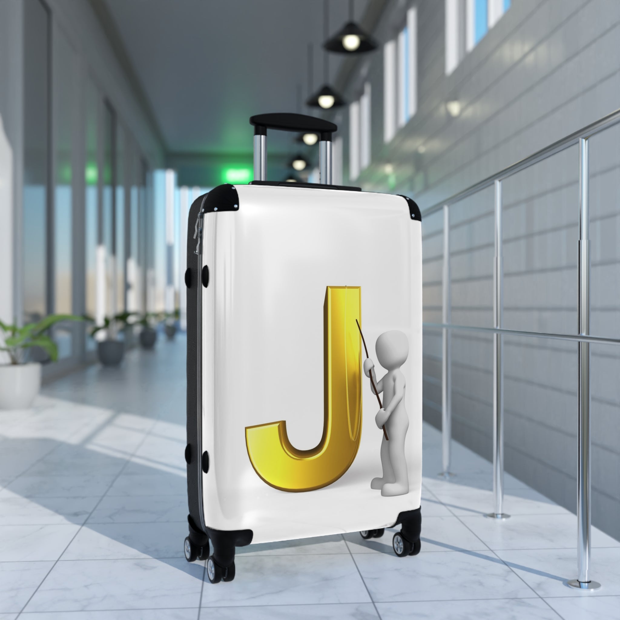 Gold Letter J Monogram Suitcase | Personalized Initial Luggage