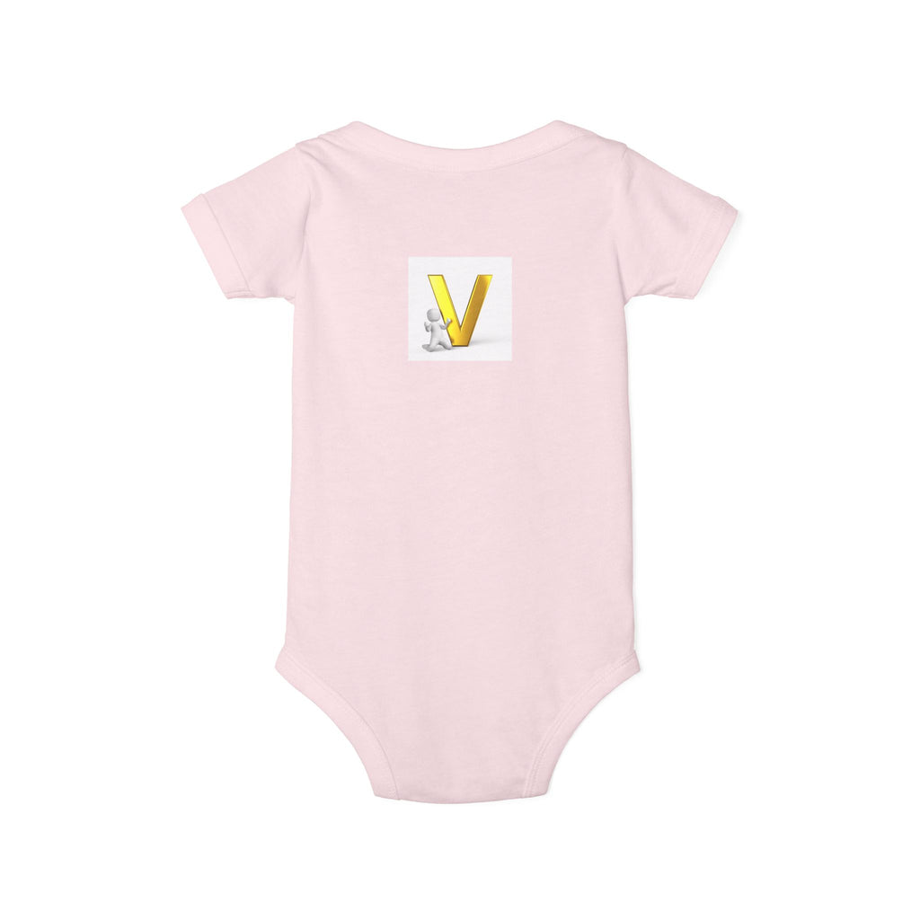 Gold Letter V Baby Bodysuit | Cute Bunny Initial Onesie