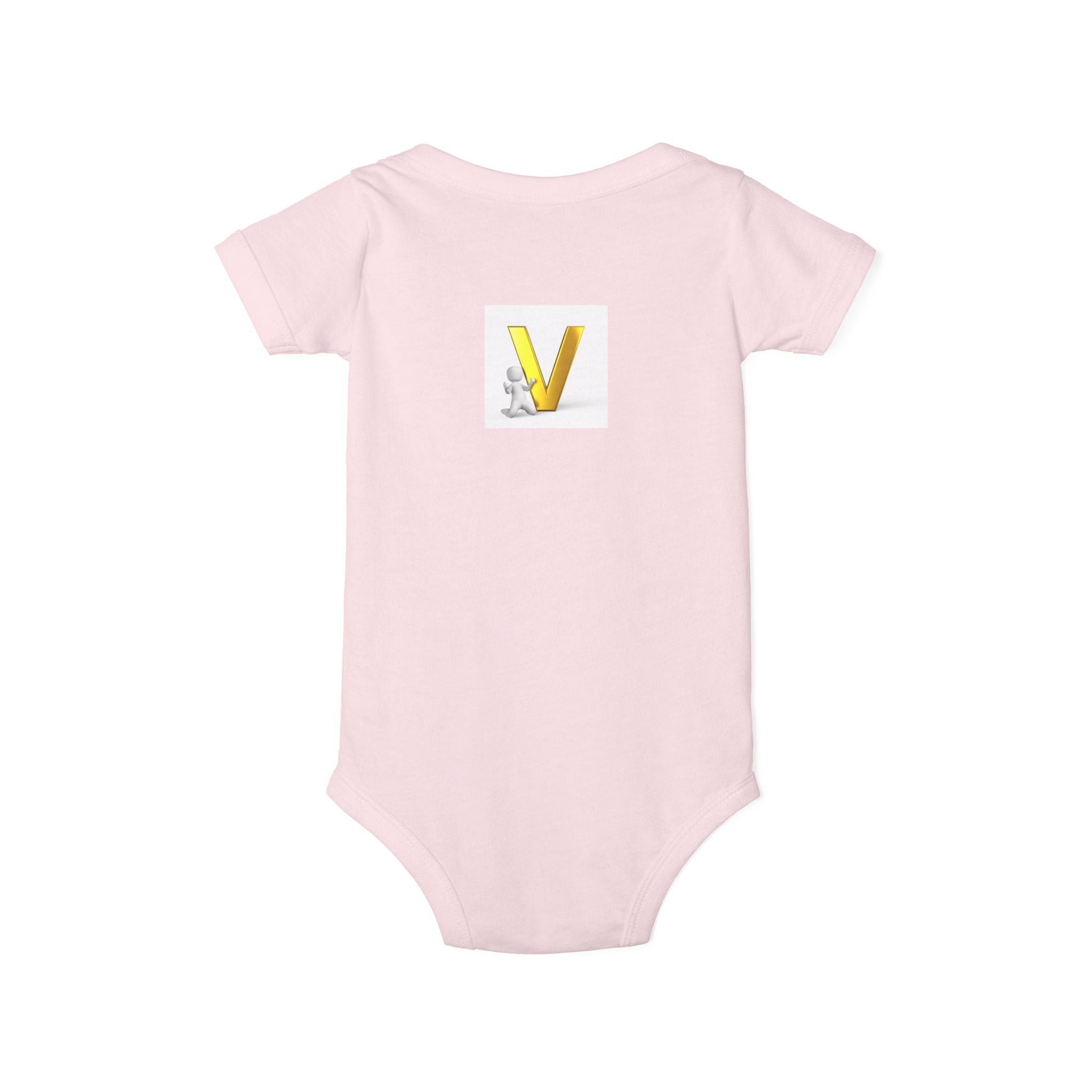 Gold Letter V Baby Bodysuit | Cute Bunny Initial Onesie
