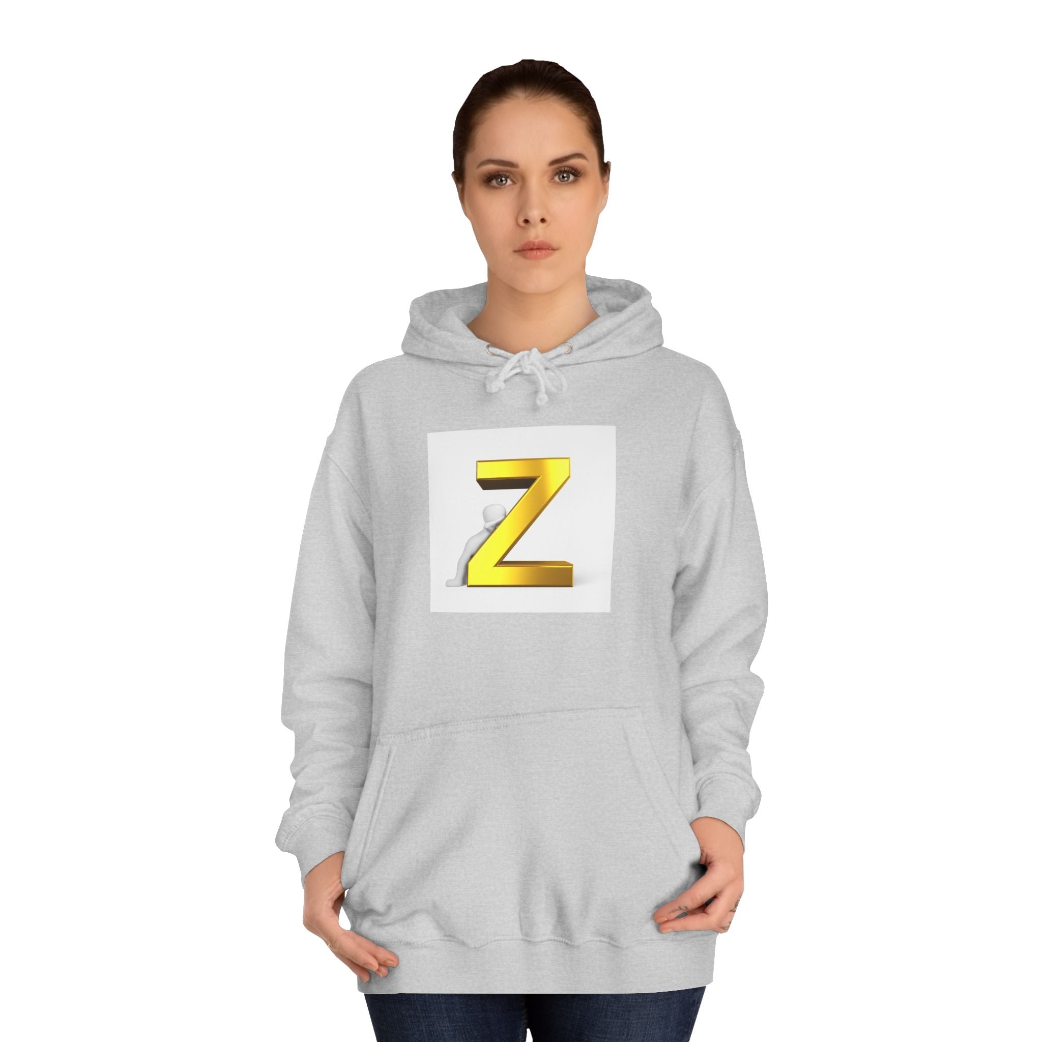 Gold 3D Letter Z Hoodie | Monogram Initial Sweatshirt