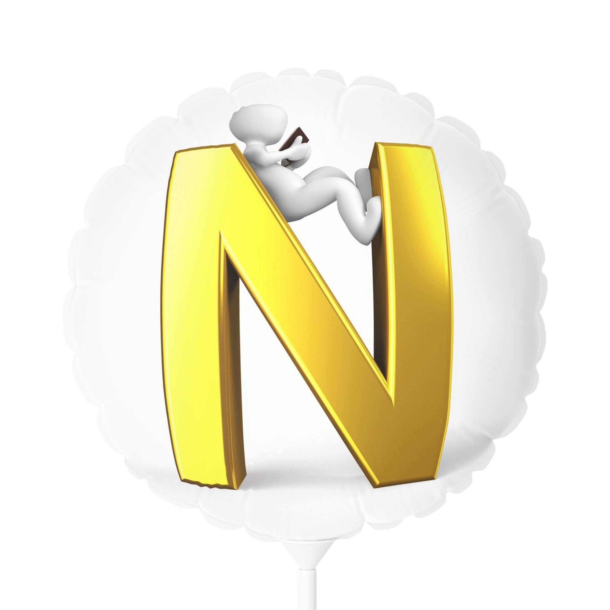 Gold Letter N Balloon Round 11" | Letter N Mylar Balloon