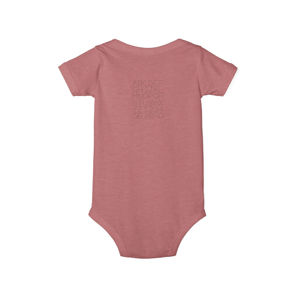 Minimal Dotted Alphabet Infant Onesie | Plain Baby Bodysuit