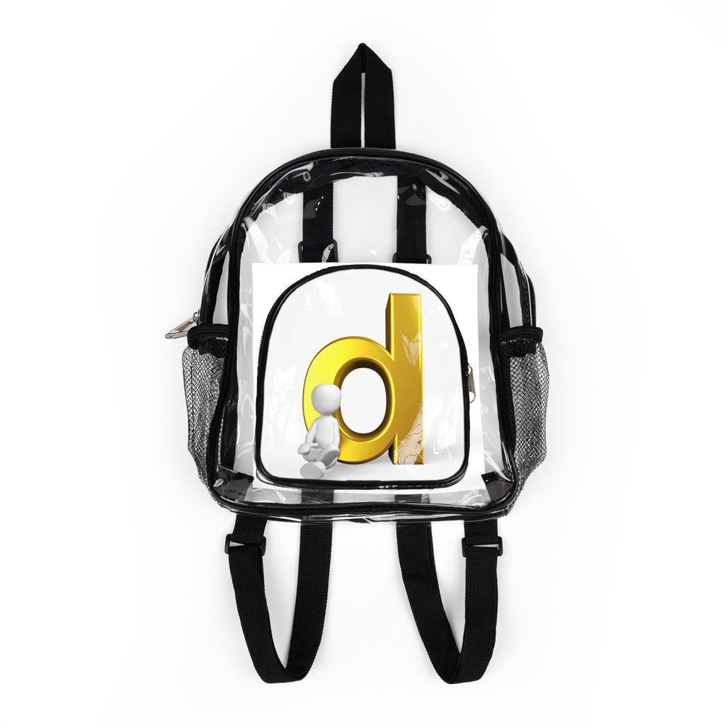 Gold Letter D Logo Clear Stadium Backpack | Clear Bag with Black Trim
