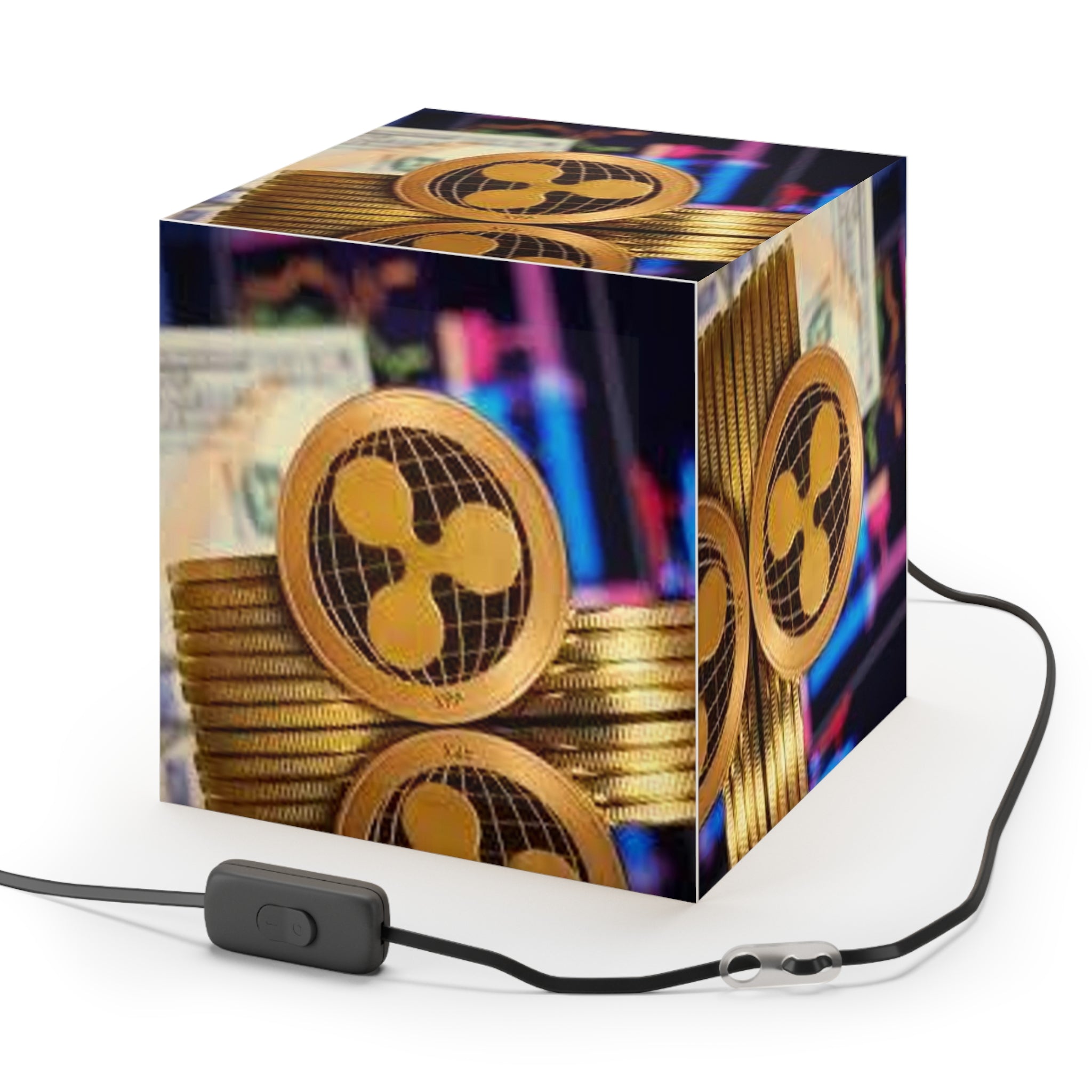 Ripple Cryptocurrency Coin Light Cube Lamp | Crypto Decor, Trading Chart Accent