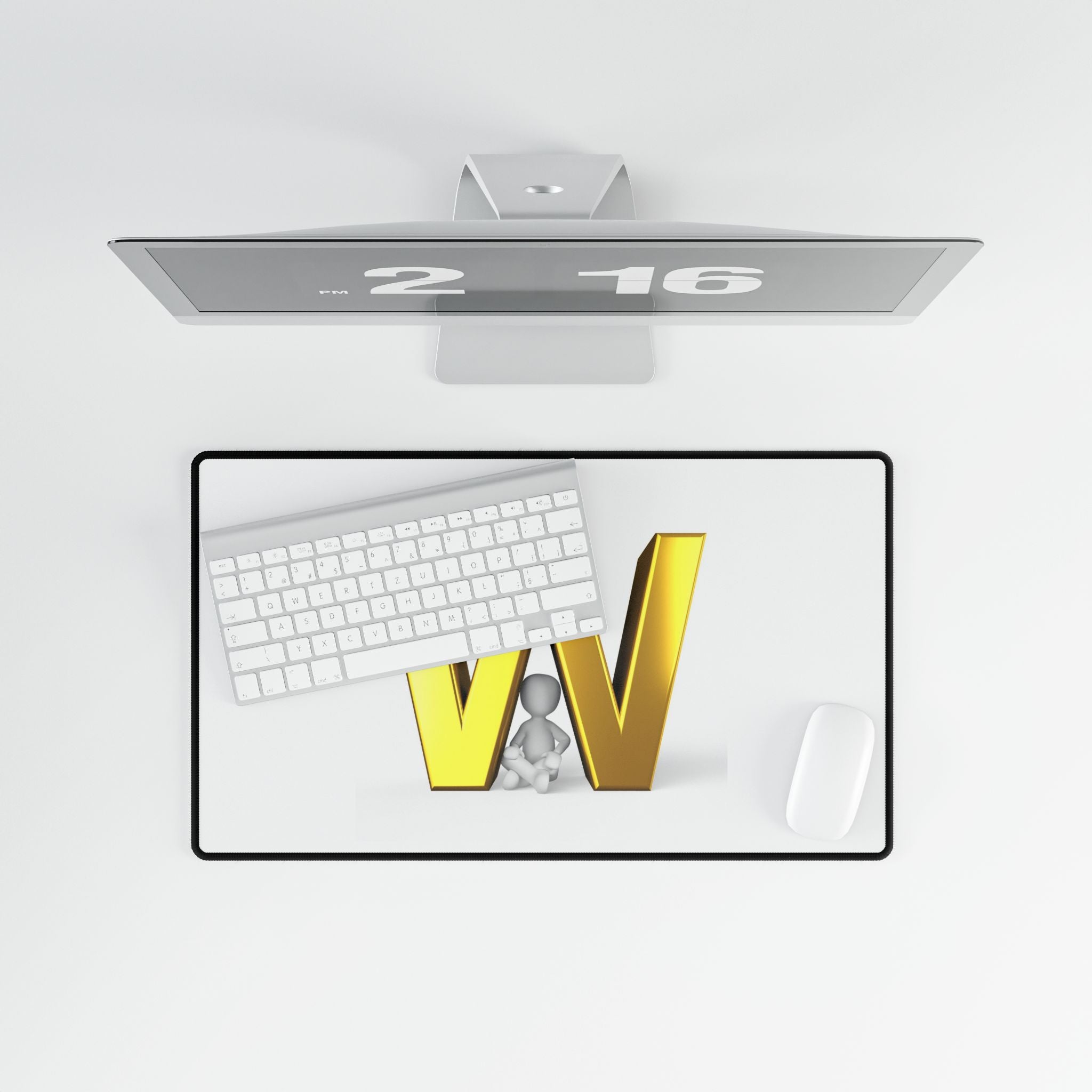 Gold Letter W Desk Mat | Alphabet Initial Mouse Pad