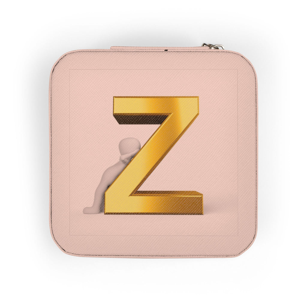 Gold Monogram Z Jewelry Travel Case | Compact Travel Jewelry Organizer