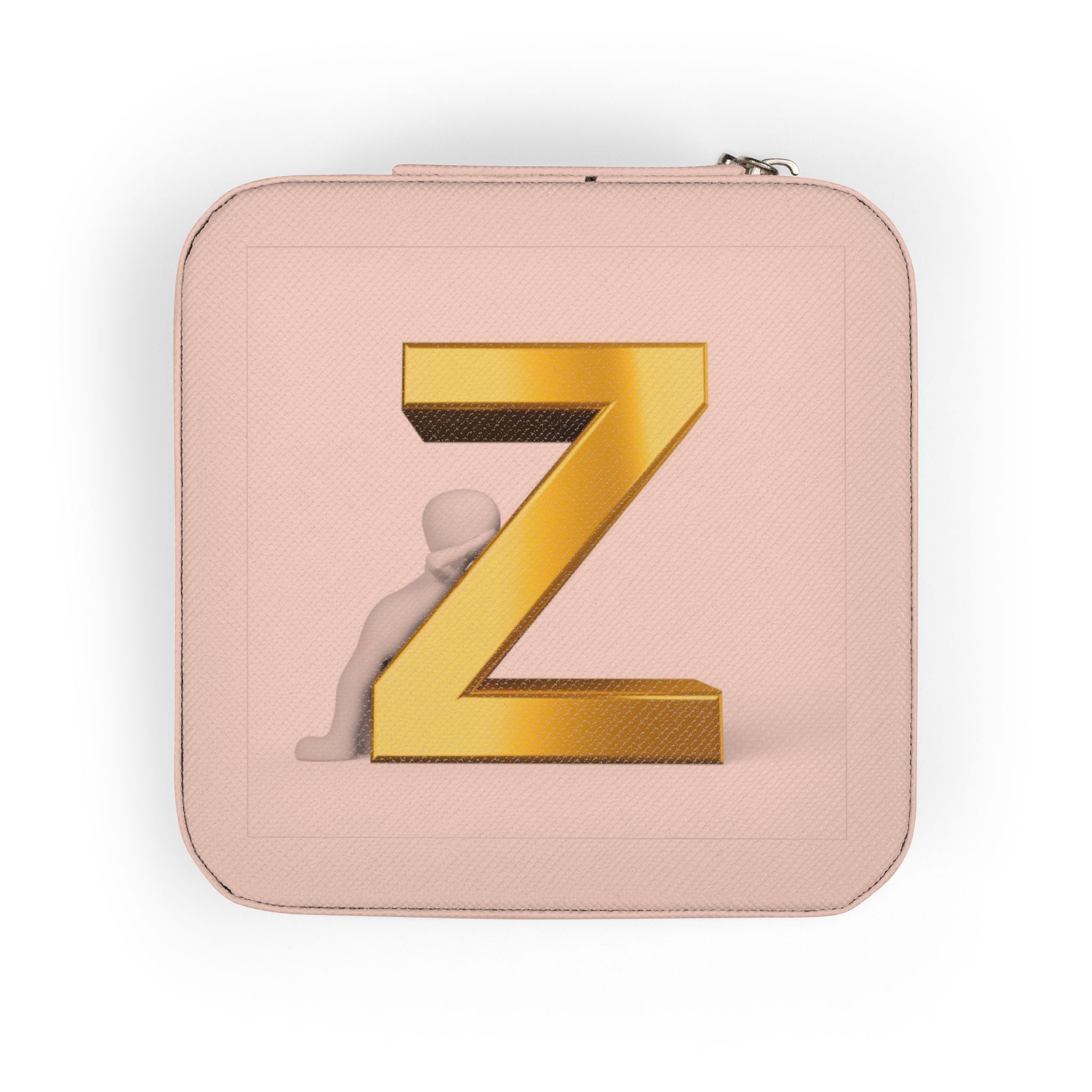 Gold Monogram Z Jewelry Travel Case | Compact Travel Jewelry Organizer