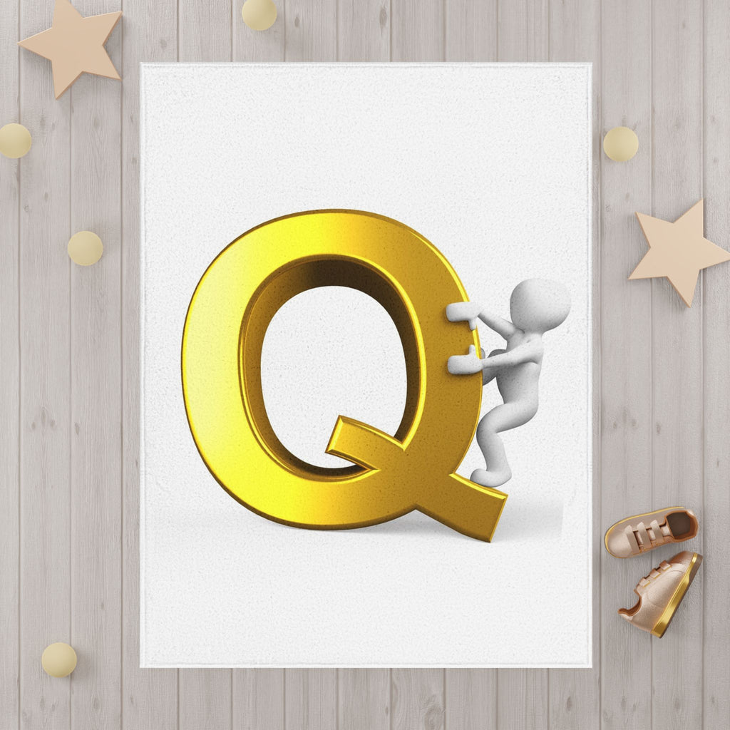 Gold Letter Q toddler blanket | Alphabet initial nursery decor