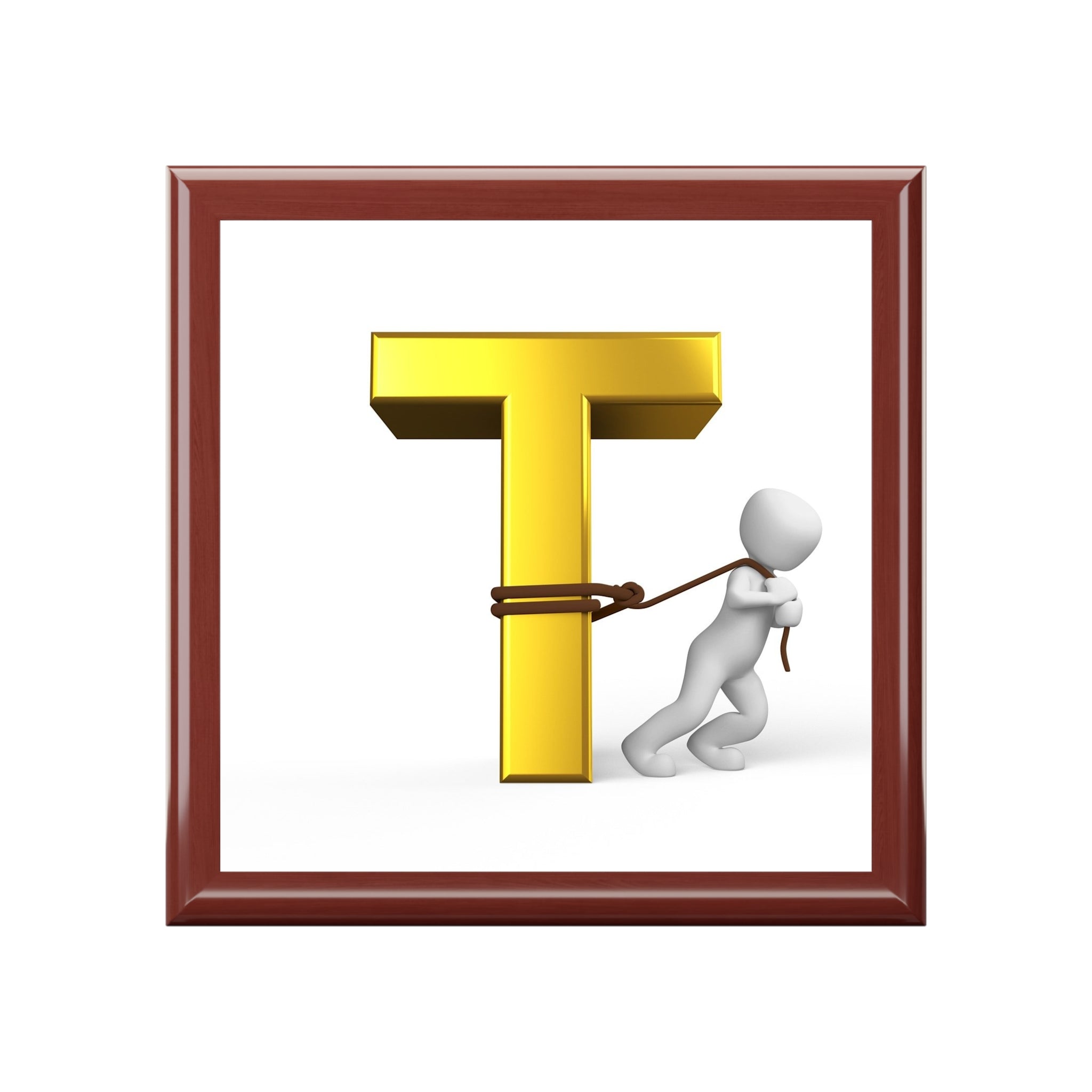 Letter T Sculpture Jewelry Box | Initial Monogram Keepsake